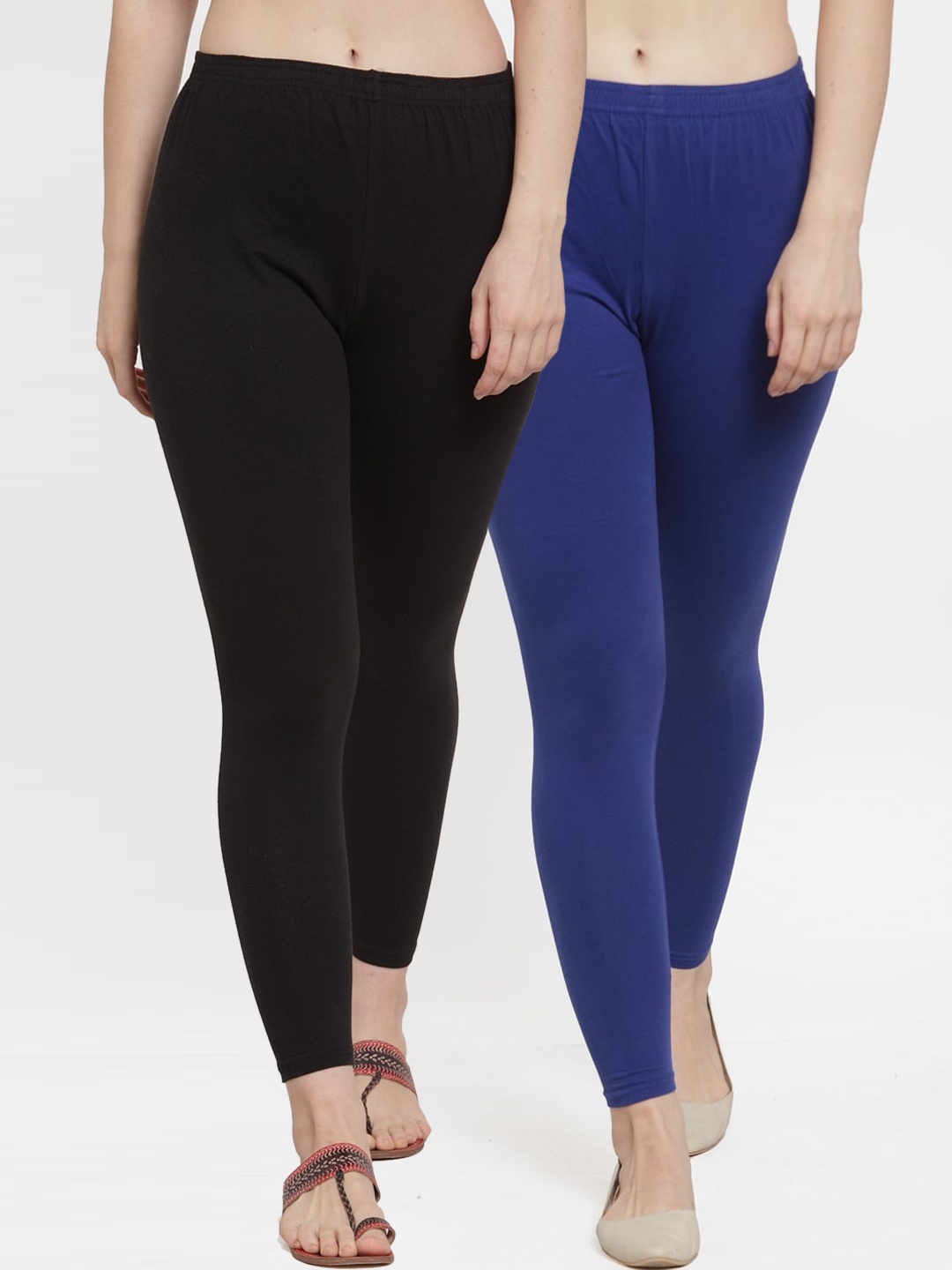

GRACIT Women Pack Of 2 Solid Ankle-Length Leggings, Black