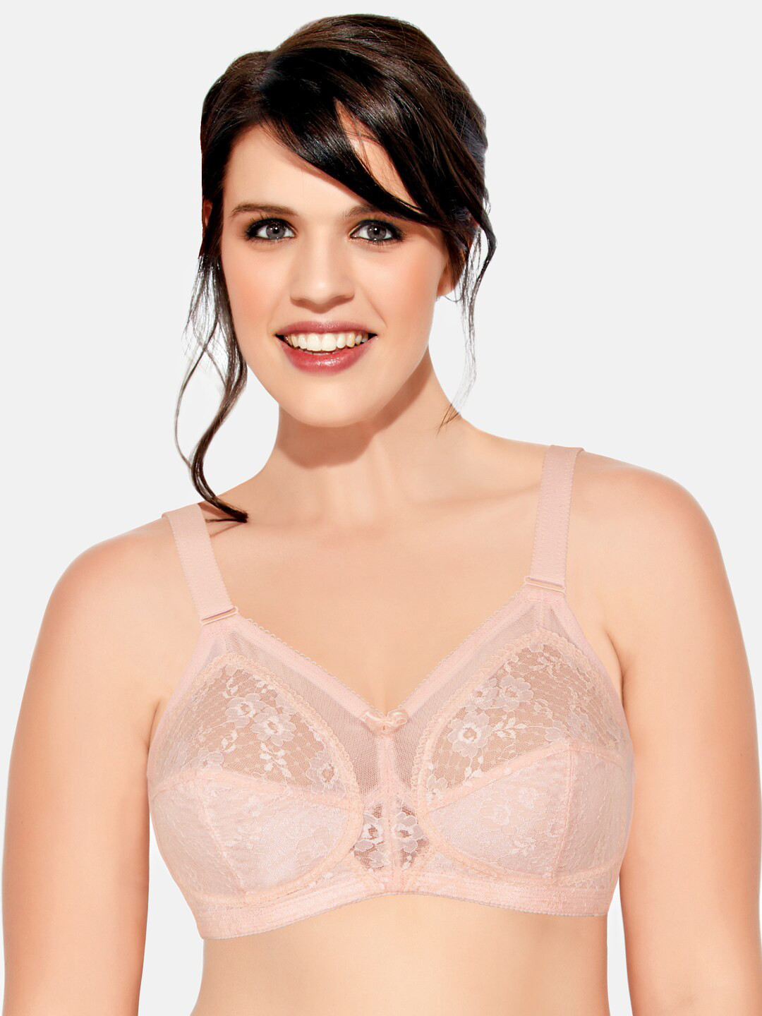 

Enamor Women Pearl Non-Padded Non-Wired Full Support Super Lift Up Bra With M-Frame F026, Beige