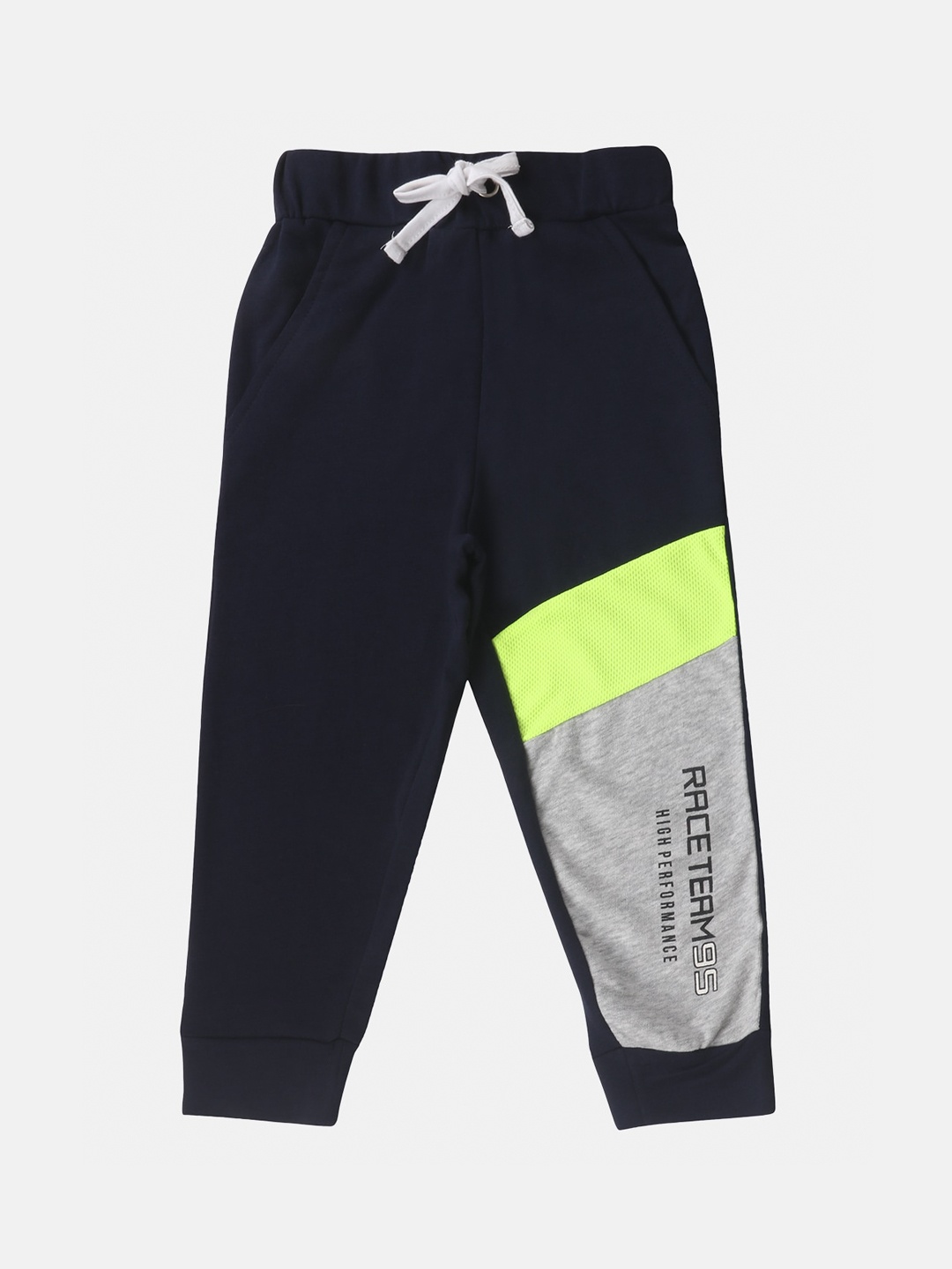 

Lazy Shark Boys Blue & Grey Colourblocked Slim-Fit Joggers