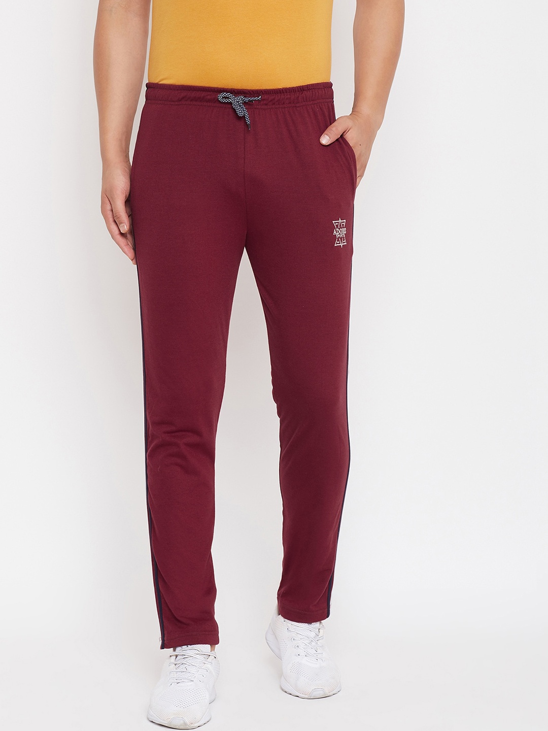 

Adobe Men Burgundy Solid Straight-Fit Track Pants