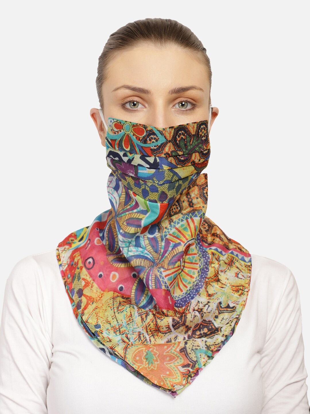 

Anekaant Women 3Ply Protective Outdoor Scarf Style Face Masks, Multi