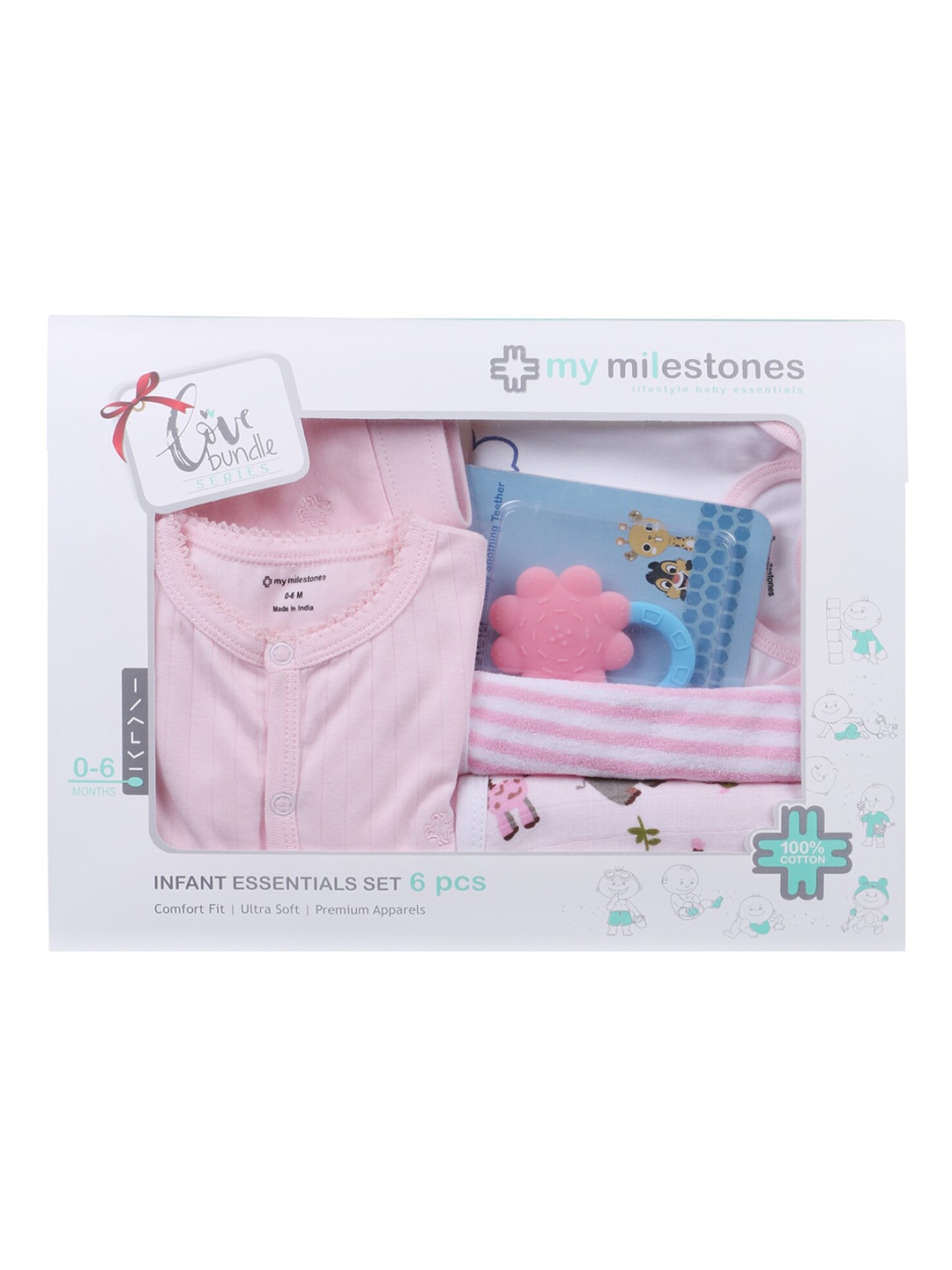 My Milestones Pink Baby Apparel Gift Set