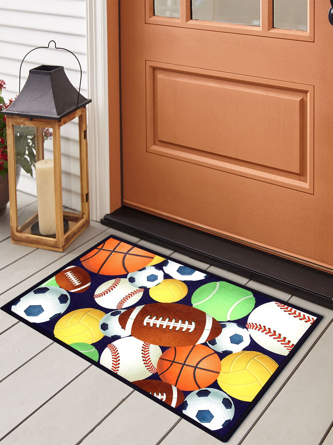 

Story@home Multicoloured Printed Velvet Finish Anti-Skid Doormat, Multi