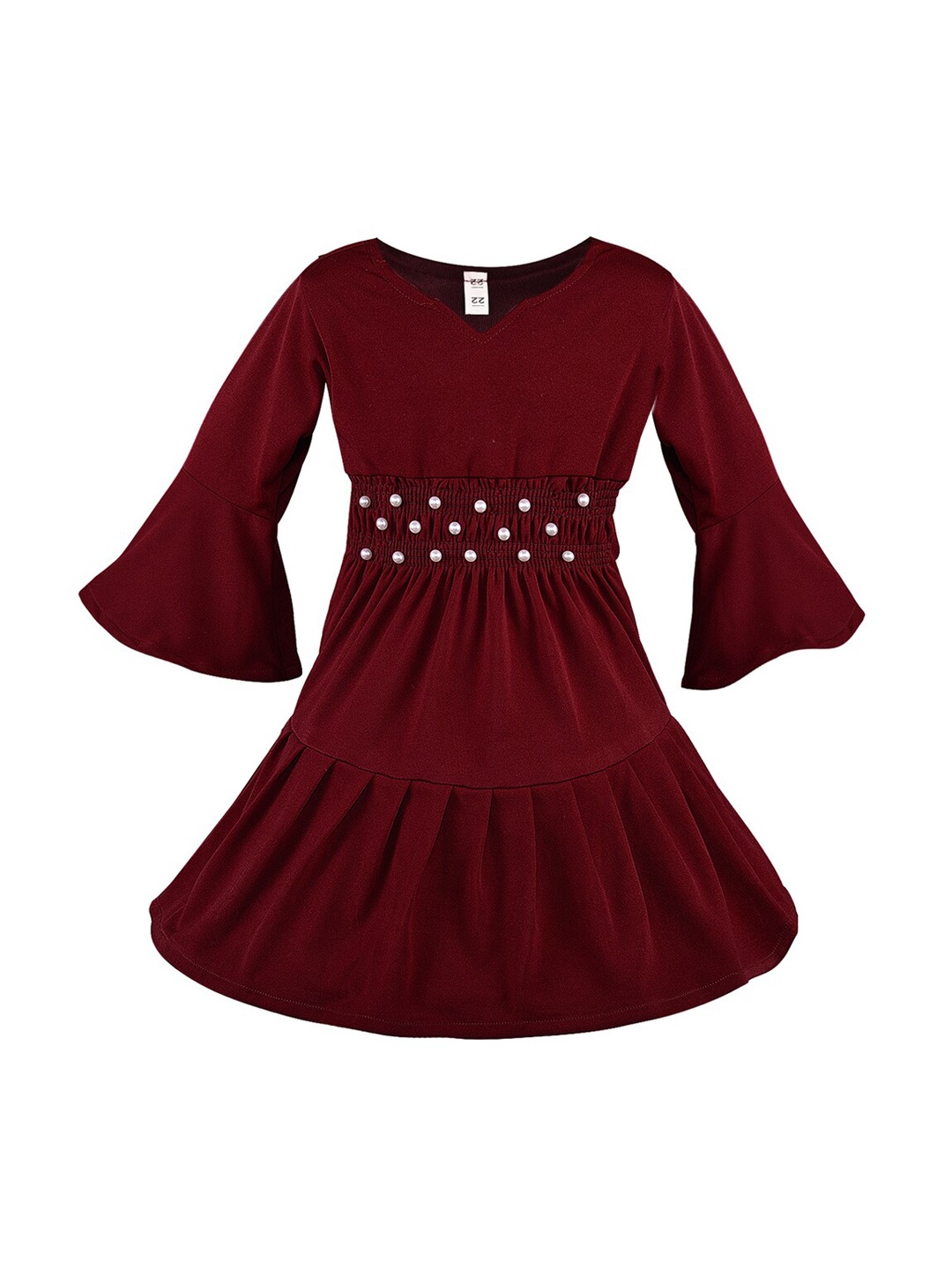 

Wish Karo Infant Girls Maroon Solid Embellished A-Line Dress