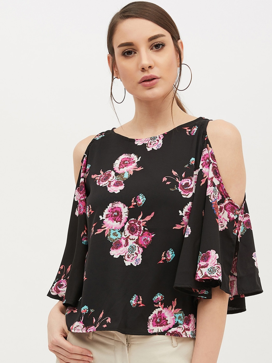 

Harpa Women Black & Pink Printed Top