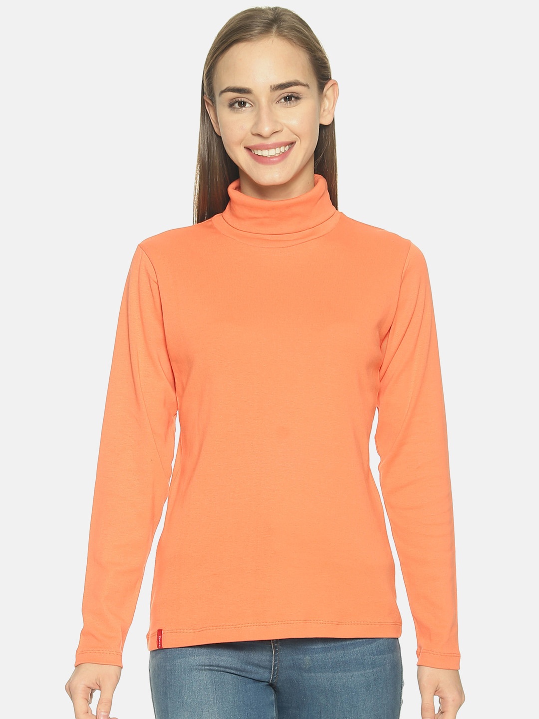 

FEMEA Women Orange Solid Pure Cotton Top