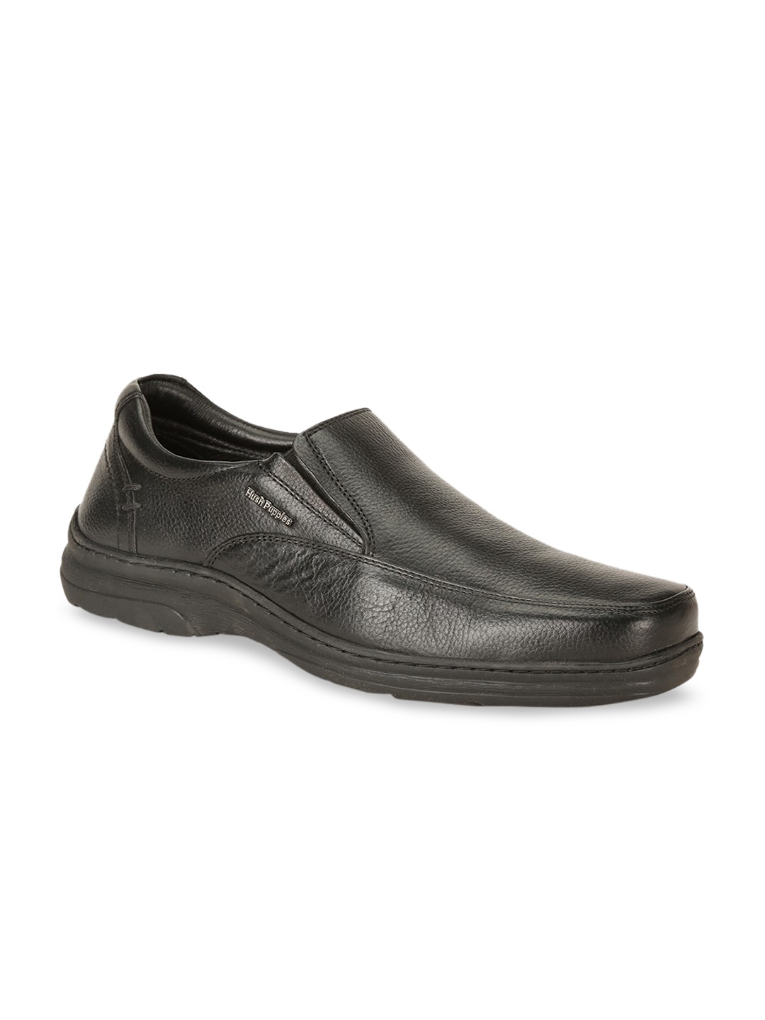 

Hush Puppies Men Black Solid Leather Formal Slip-Ons