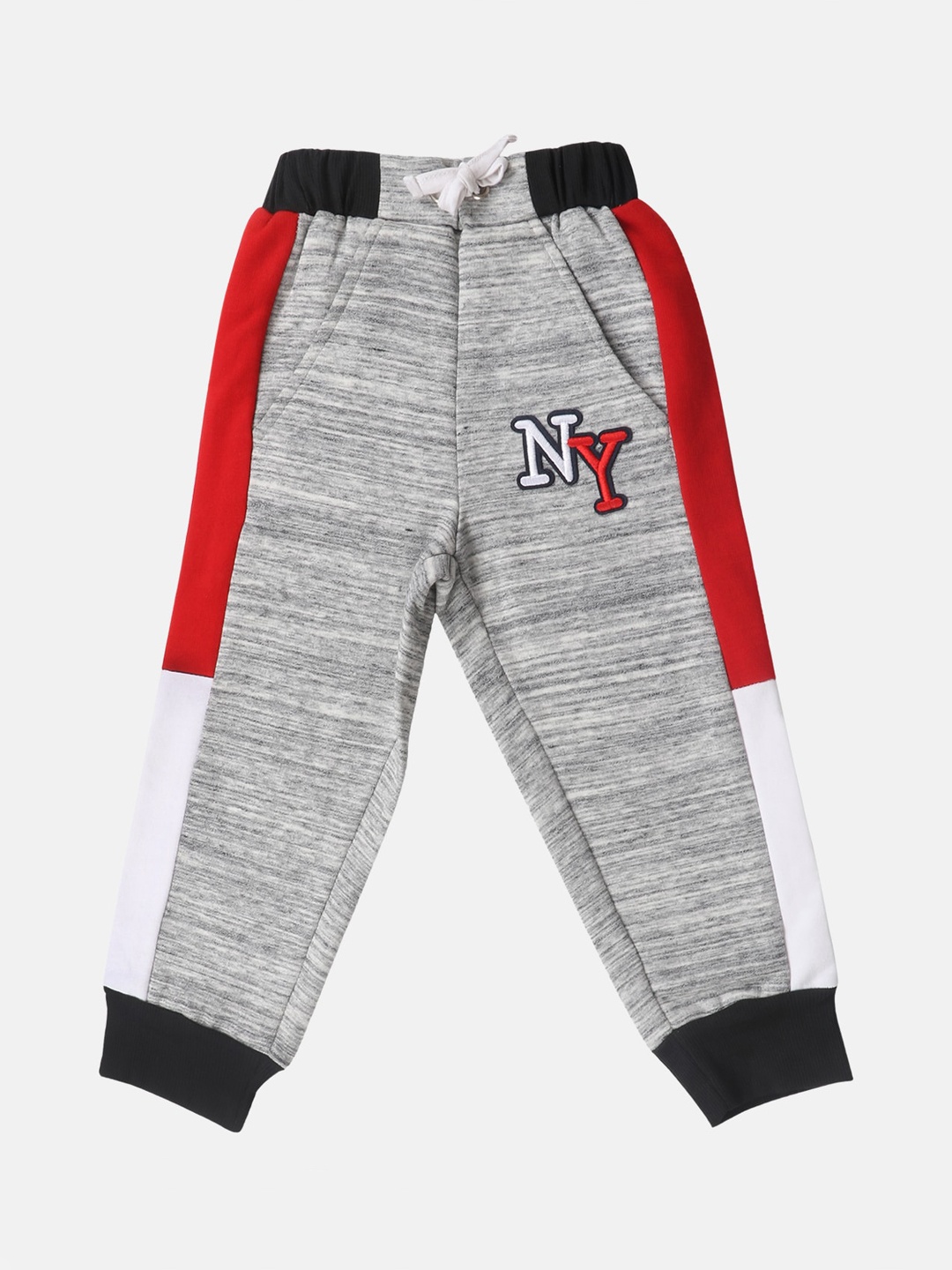 

Lazy Shark Boys Grey & Red Colourblocked Slim-Fit Joggers