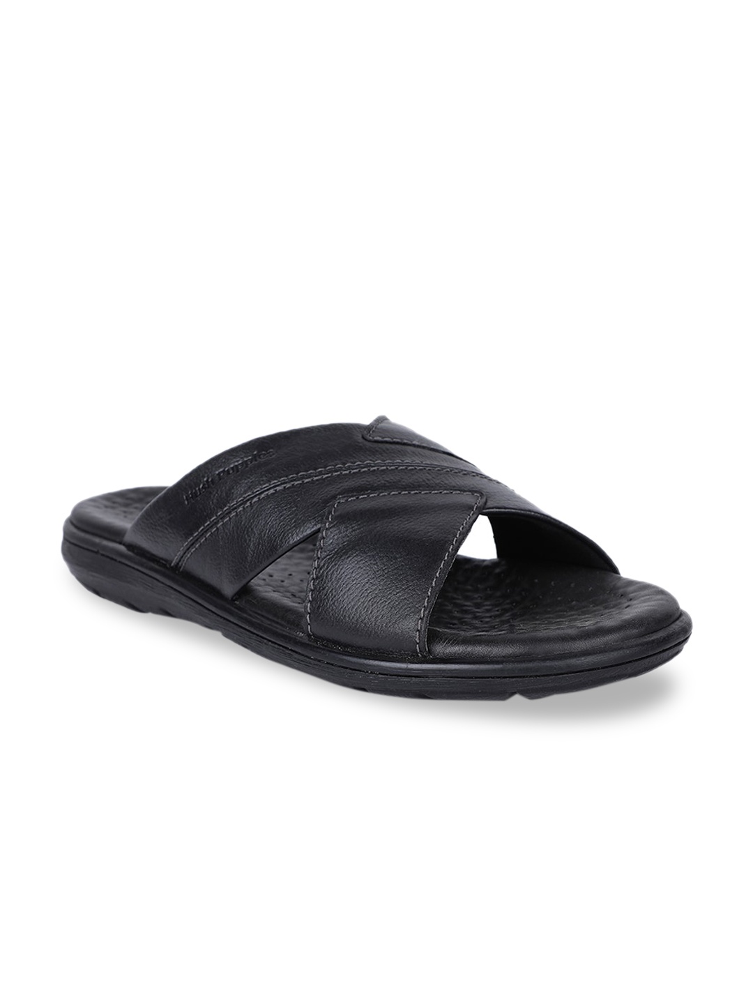 

Hush Puppies Men Black Leather Comfort Sandals