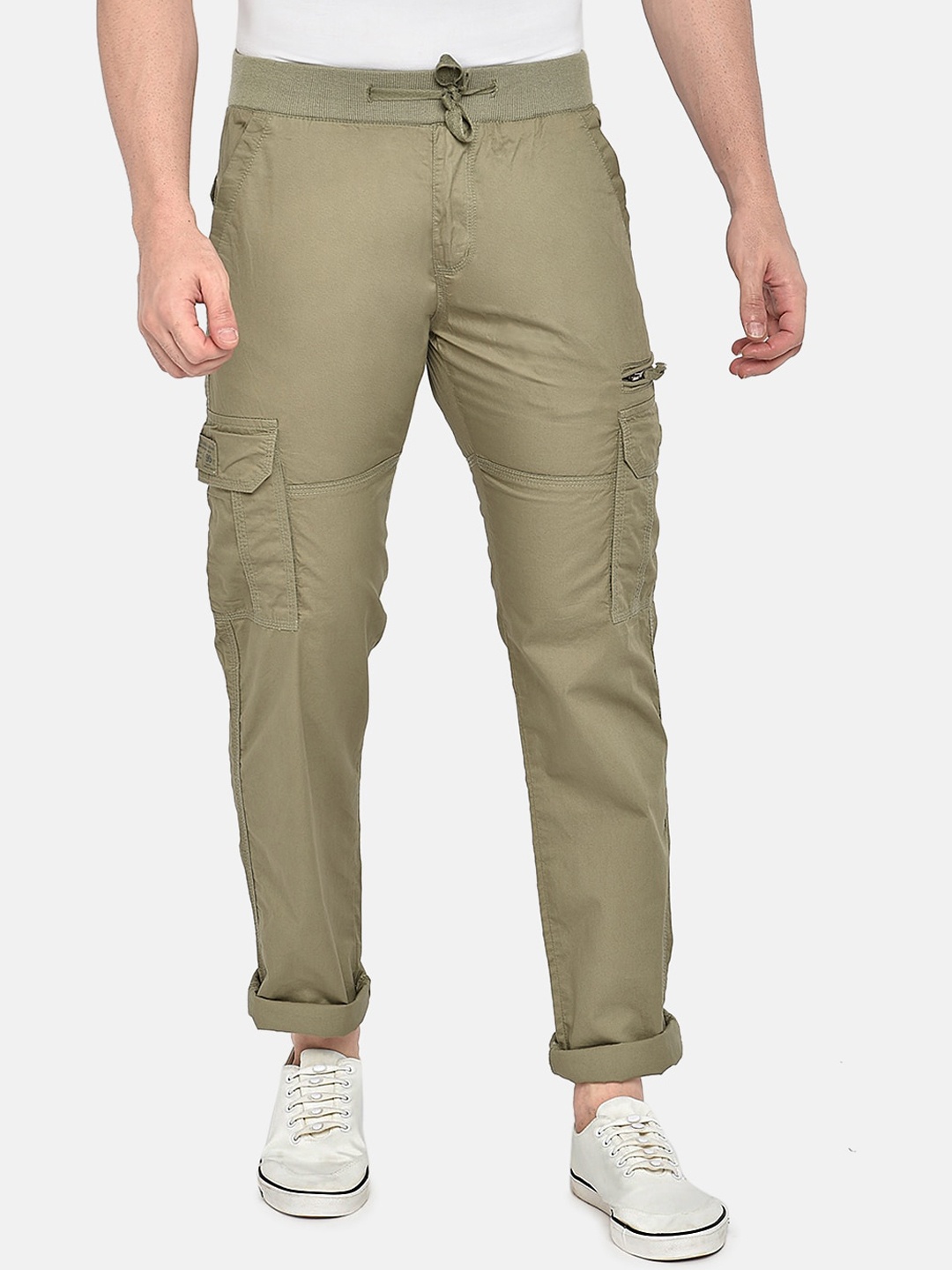 

beevee Men Green Relaxed Regular Fit Solid Cargos