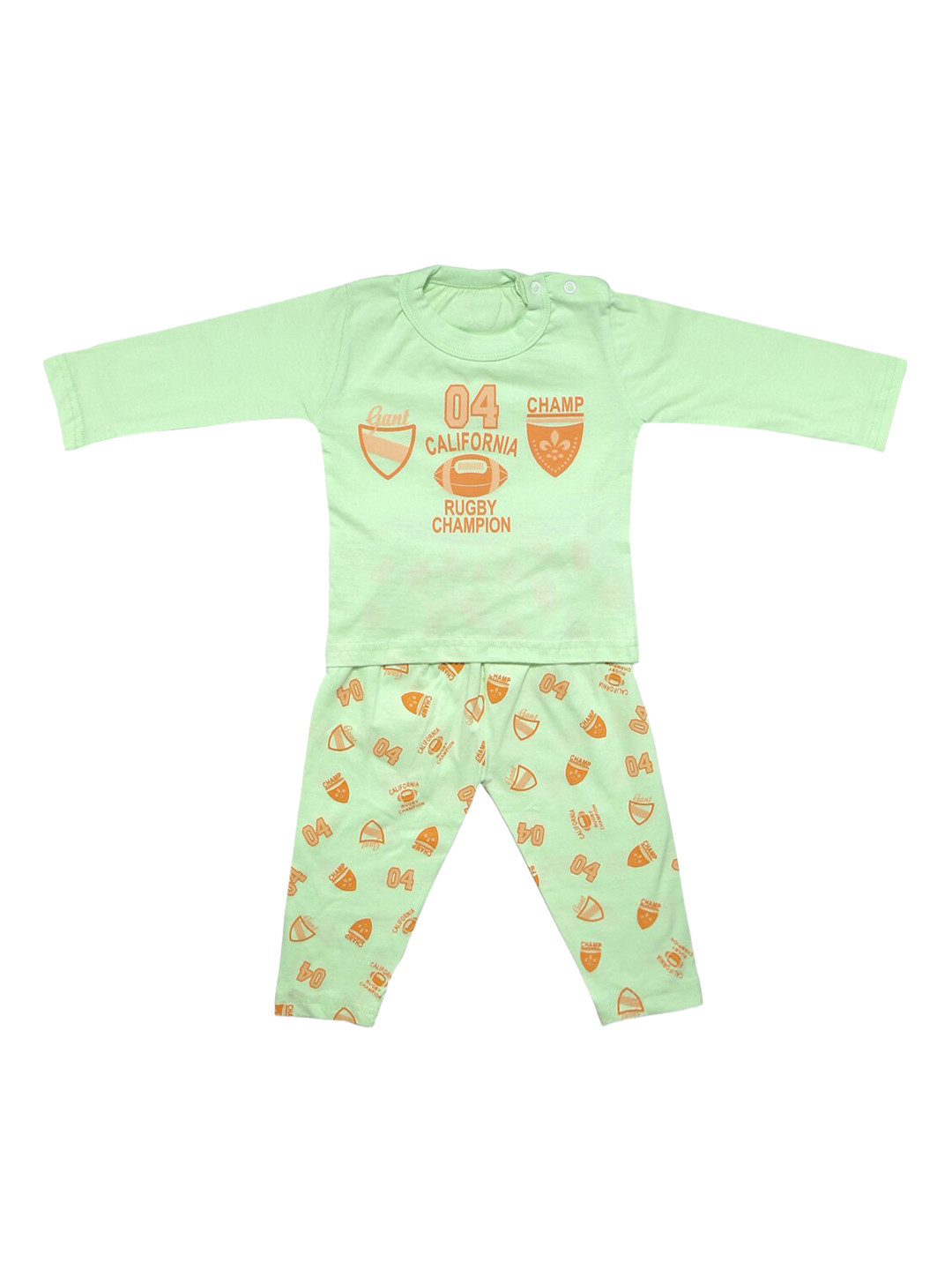

YK Infant Kids Green & Orange Printed Night Suit YKN805C64