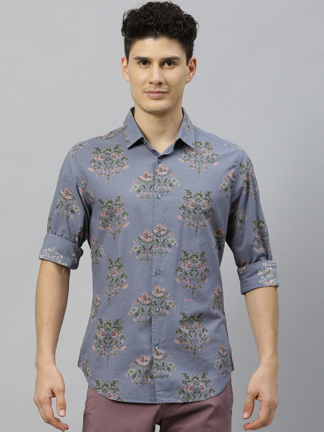 

RARE RABBIT Men Cifer Regular Fit Printed Shirt, Grey