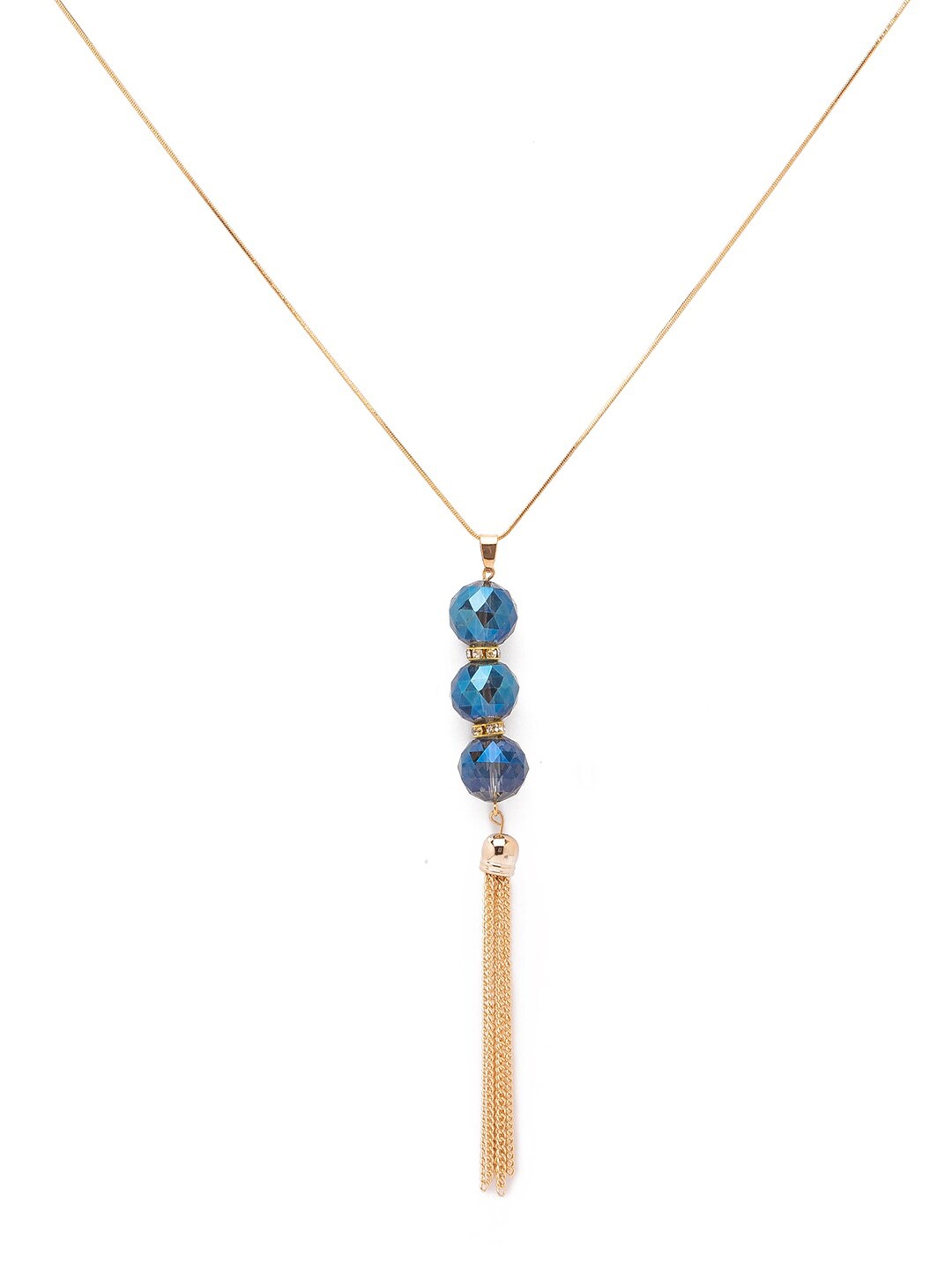 

Globus Gold & Navy Blue Long Tasselled Necklace