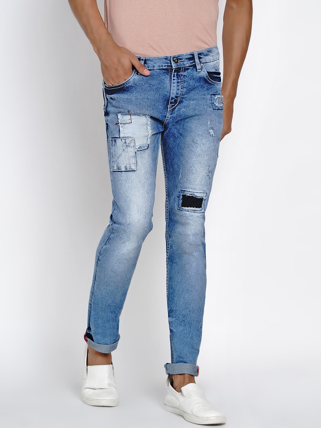 

Dais Men Blue Slim Fit Mid-Rise Low Distress Stretchable Jeans