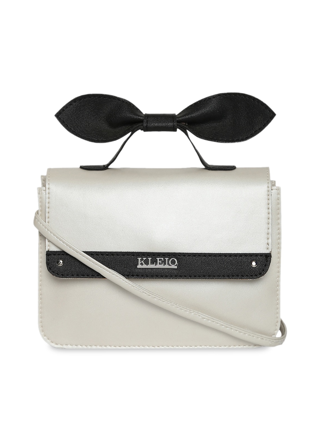 

KLEIO Colourblocked Bow Detail Satchel, Silver