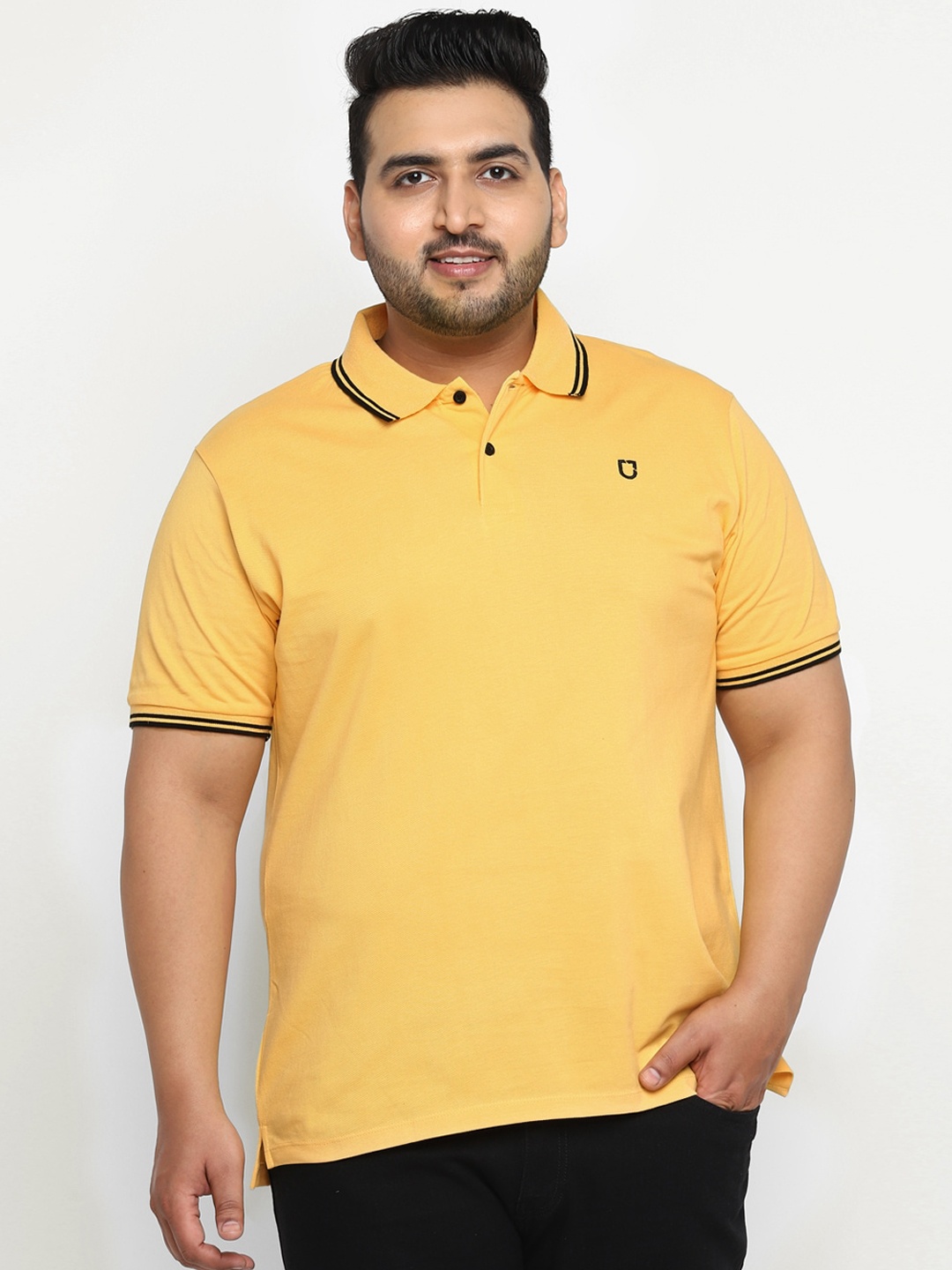

Urbano Plus Men Yellow Solid Polo Collar T-shirt