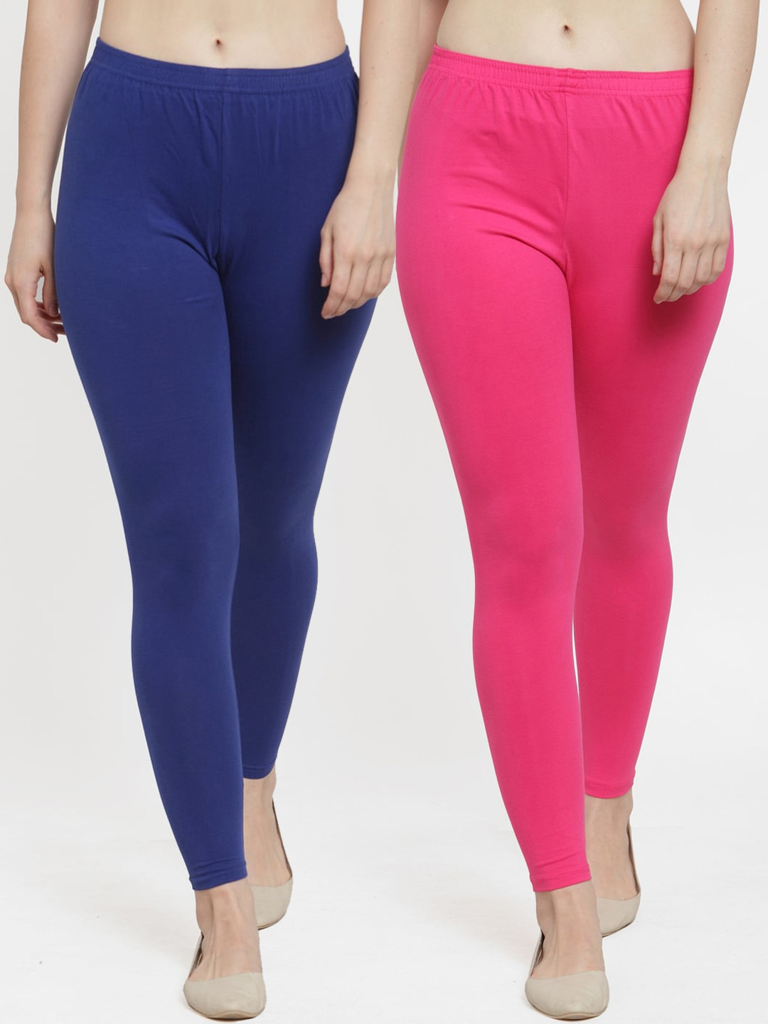 

GRACIT Women Pack Of 2 Solid Ankle-Length Leggings, Blue