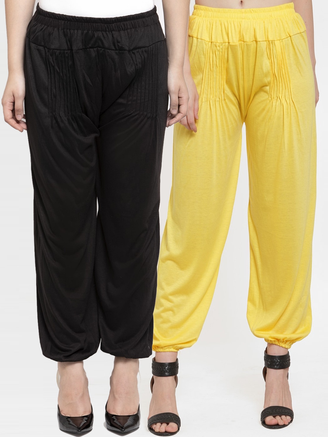 

GRACIT Women Pack Of 2 Solid Slim Fit Harem Pants, Black