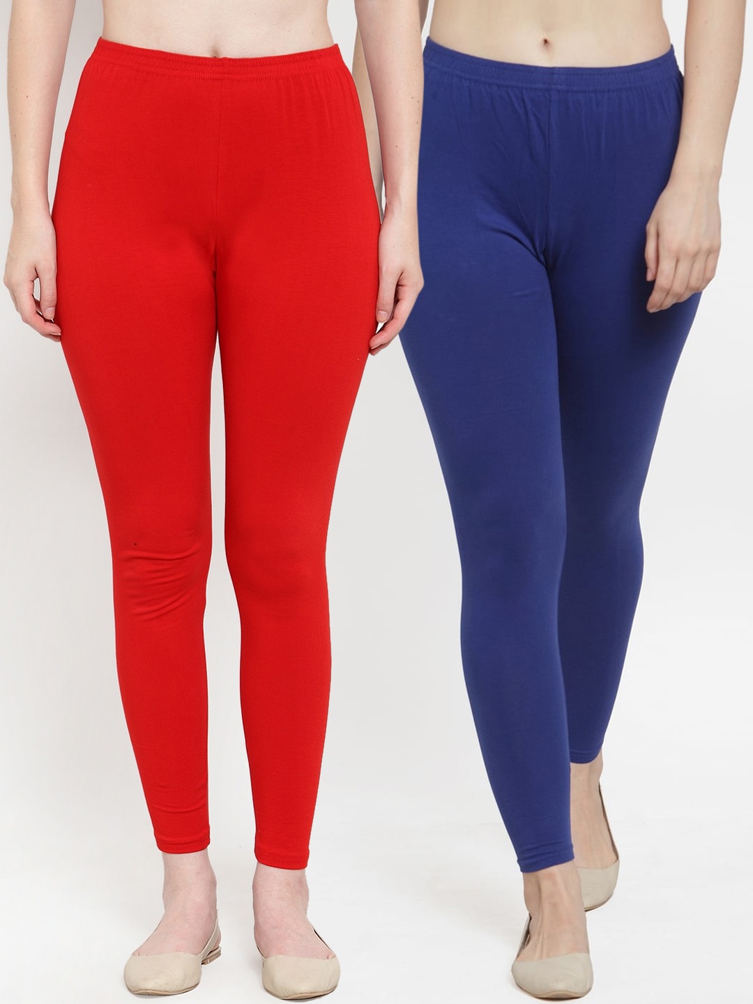 

GRACIT Women Pack Of 2 Solid Ankle-Length Leggings, Red