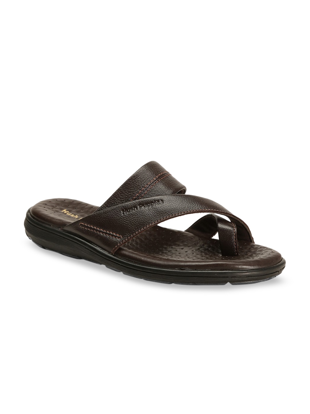 

Hush Puppies Men Brown Leather Comfort Sandals