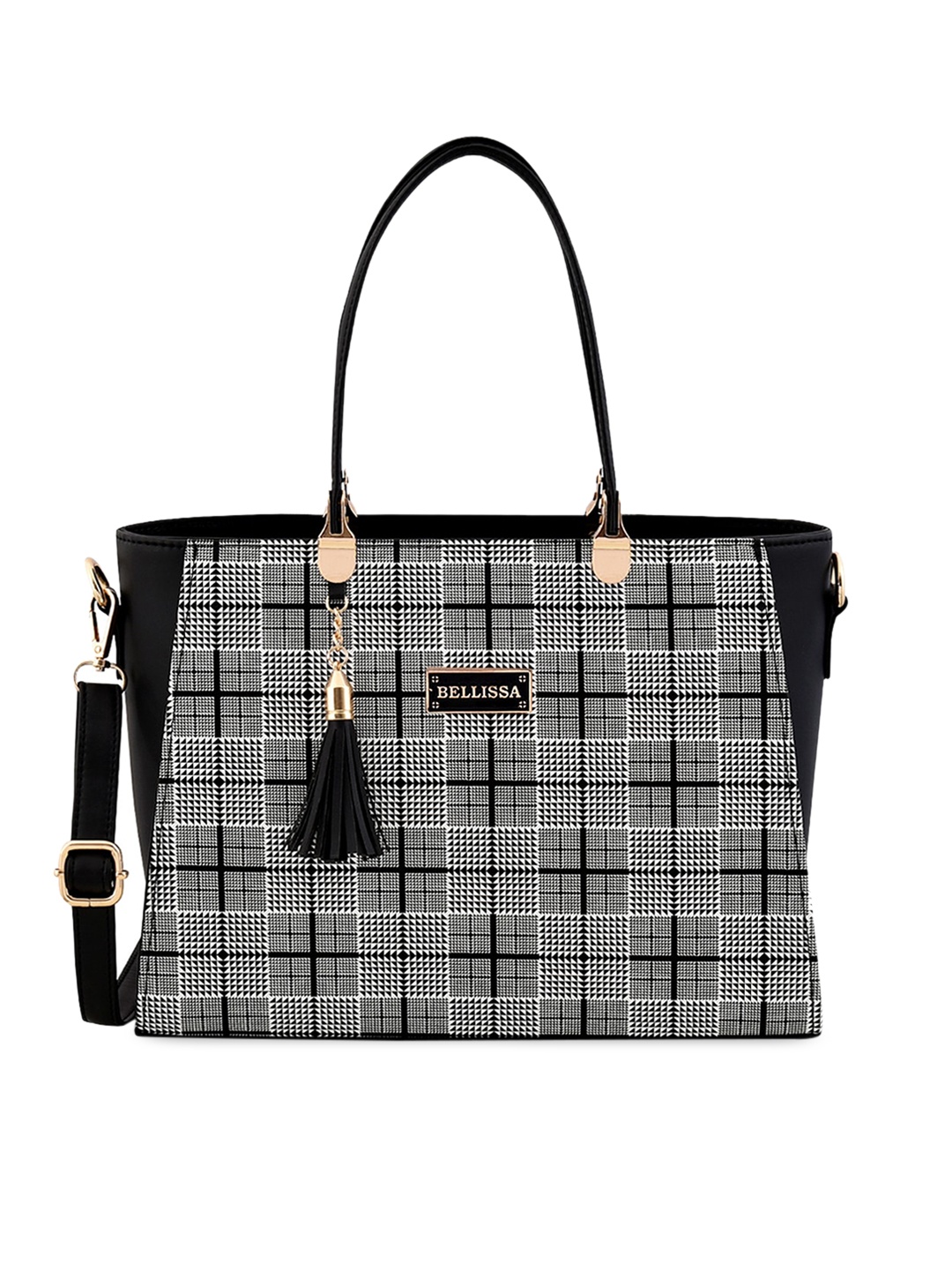 

Bellissa Black & Grey Checked Design Handheld Bag