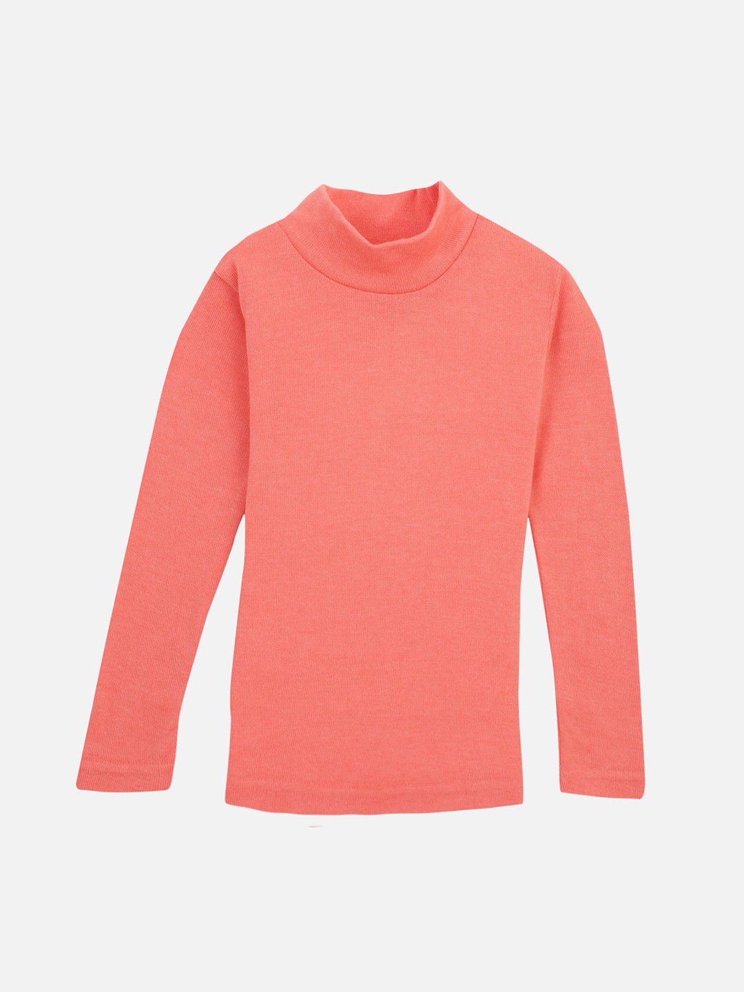 

PROTEENS Girls Peach-Coloured Solid High Neck T-shirt