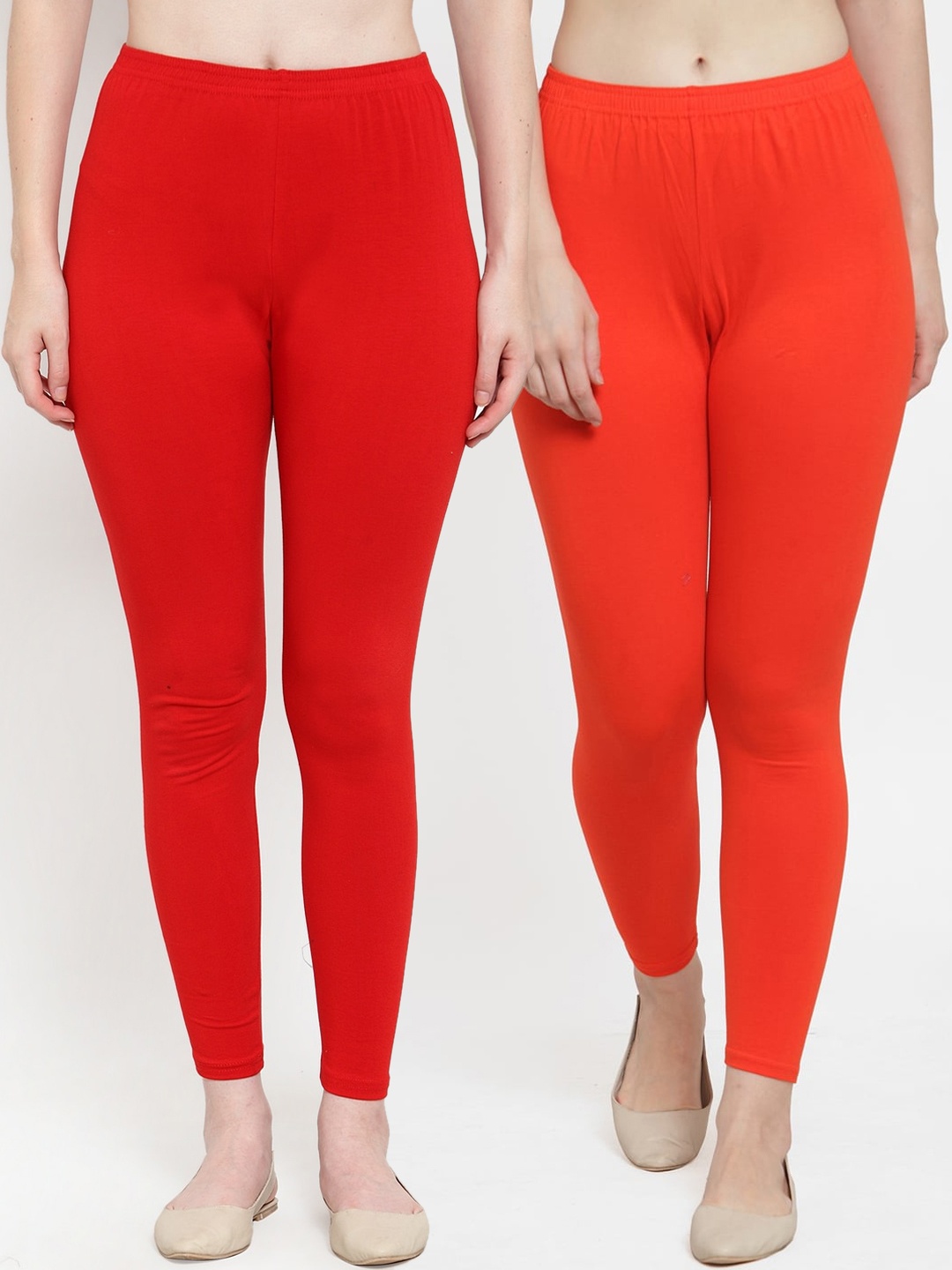 

GRACIT Women Pack Of 2 Solid Ankle-Length Leggings, Red