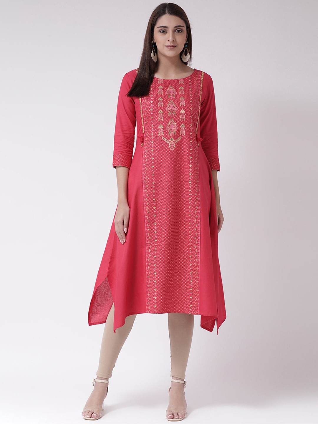 

Span Women Peach-Coloured Woven Design A-Line Kurta