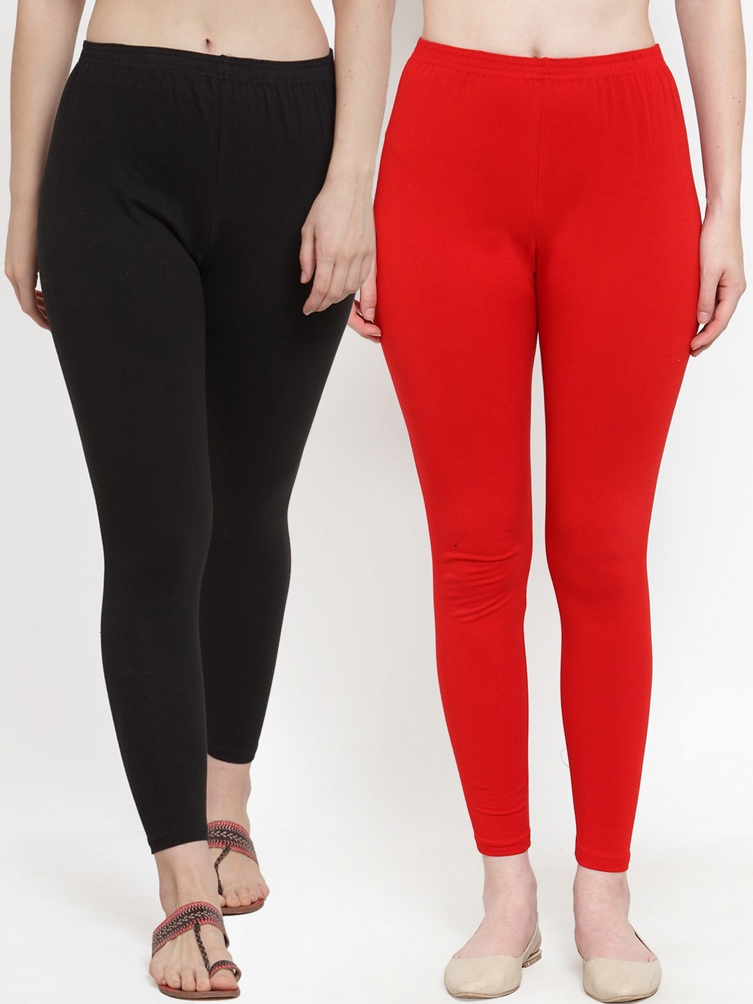 

GRACIT Women Pack Of 2 Solid Ankle-Length Leggings, Black