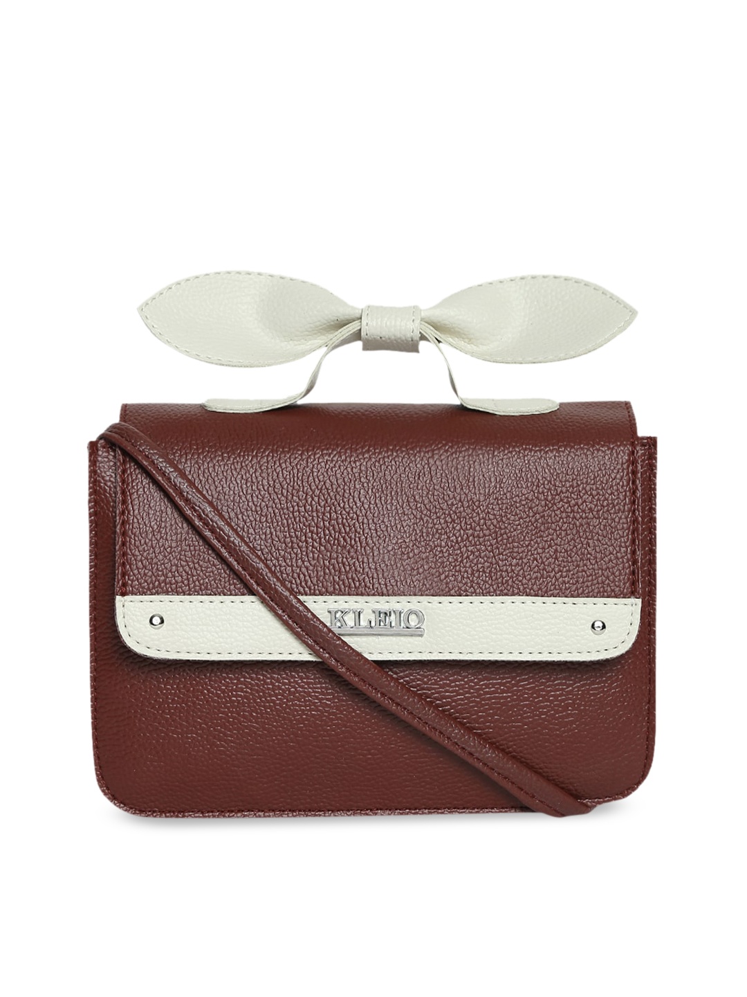 

KLEIO Color-Blocked Top Bow Sling Bag, Brown