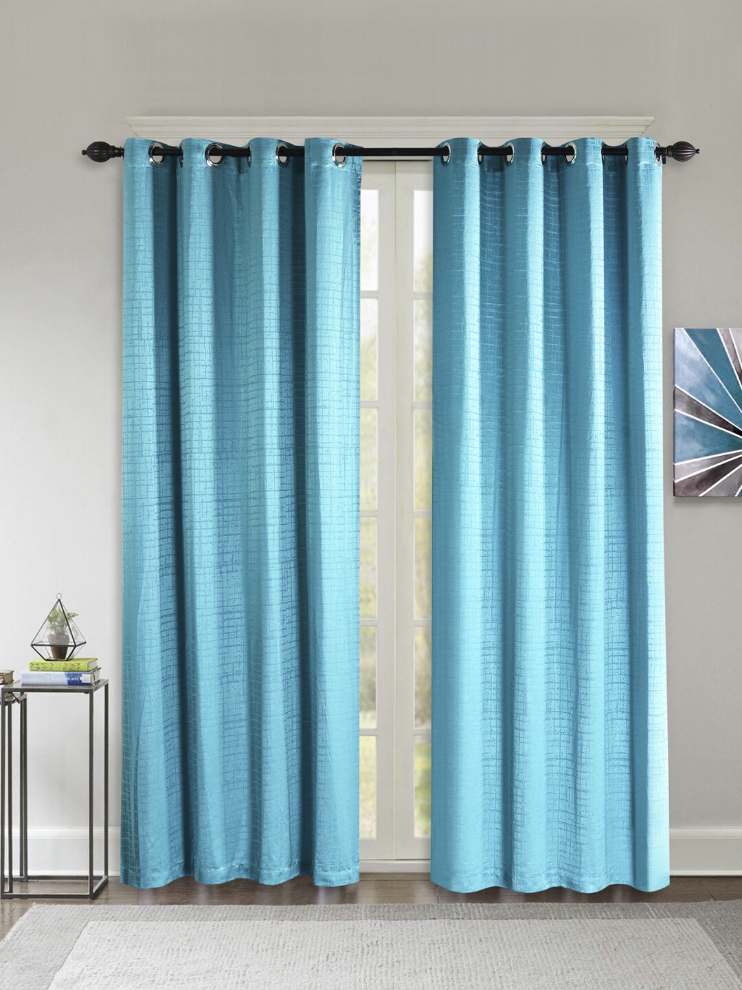 

Deco Window Turquoise Blue Set of 2 Semi-Black Out Door Curtains