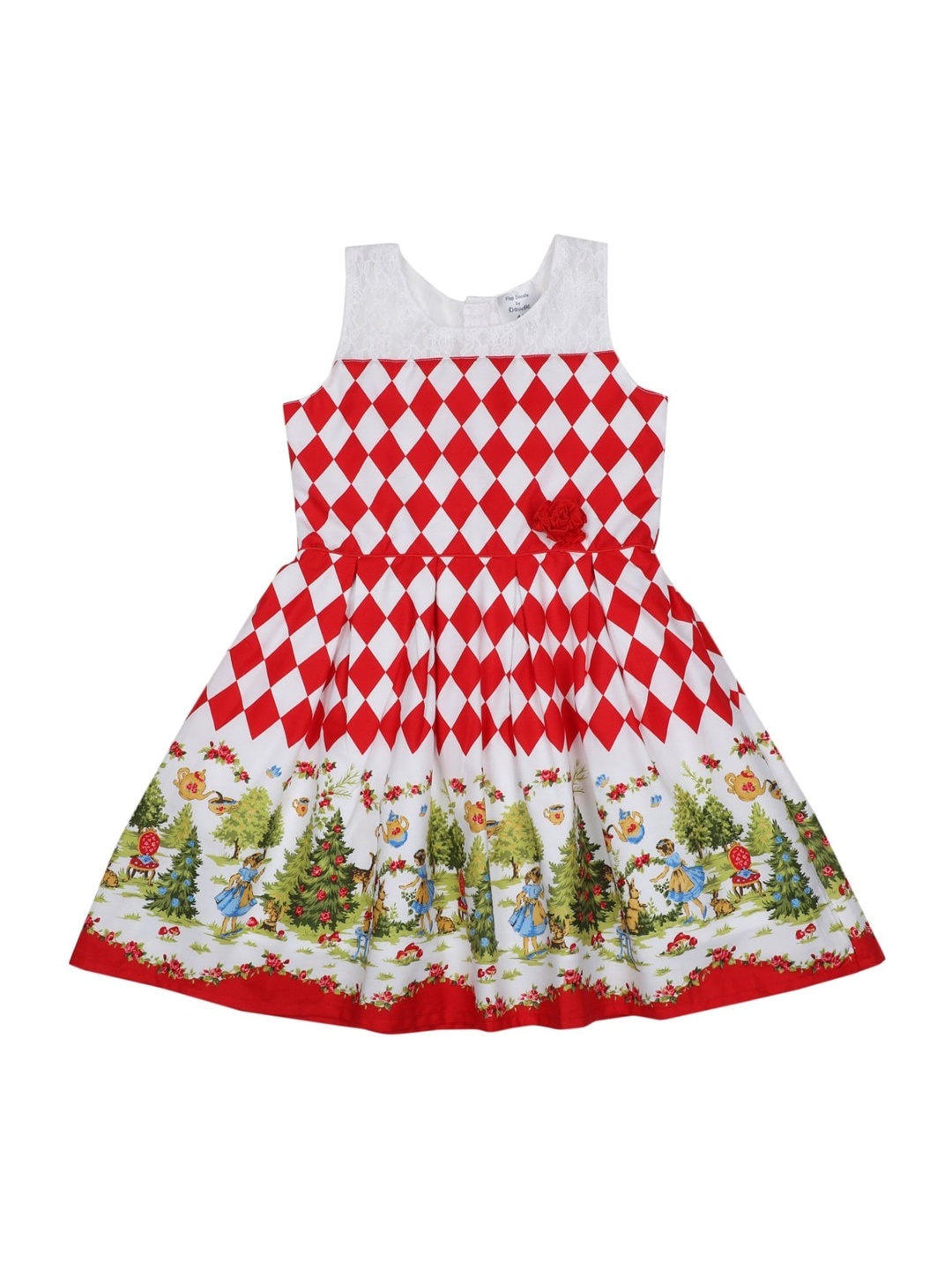 

Doodle Girls Red & White Checked A-Line Dress