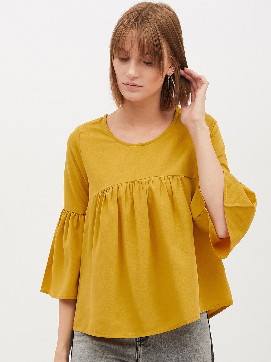 Harpa Women Mustard Yellow Solid Top