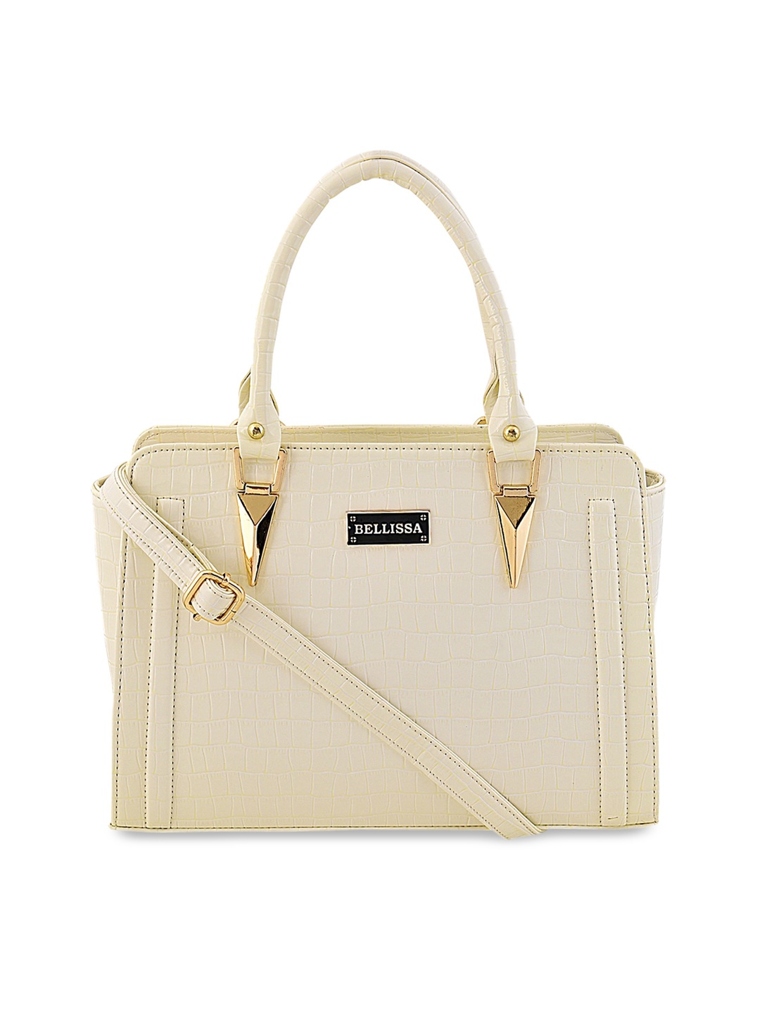 

Bellissa Off-White Croco Design Textured Handheld Bag