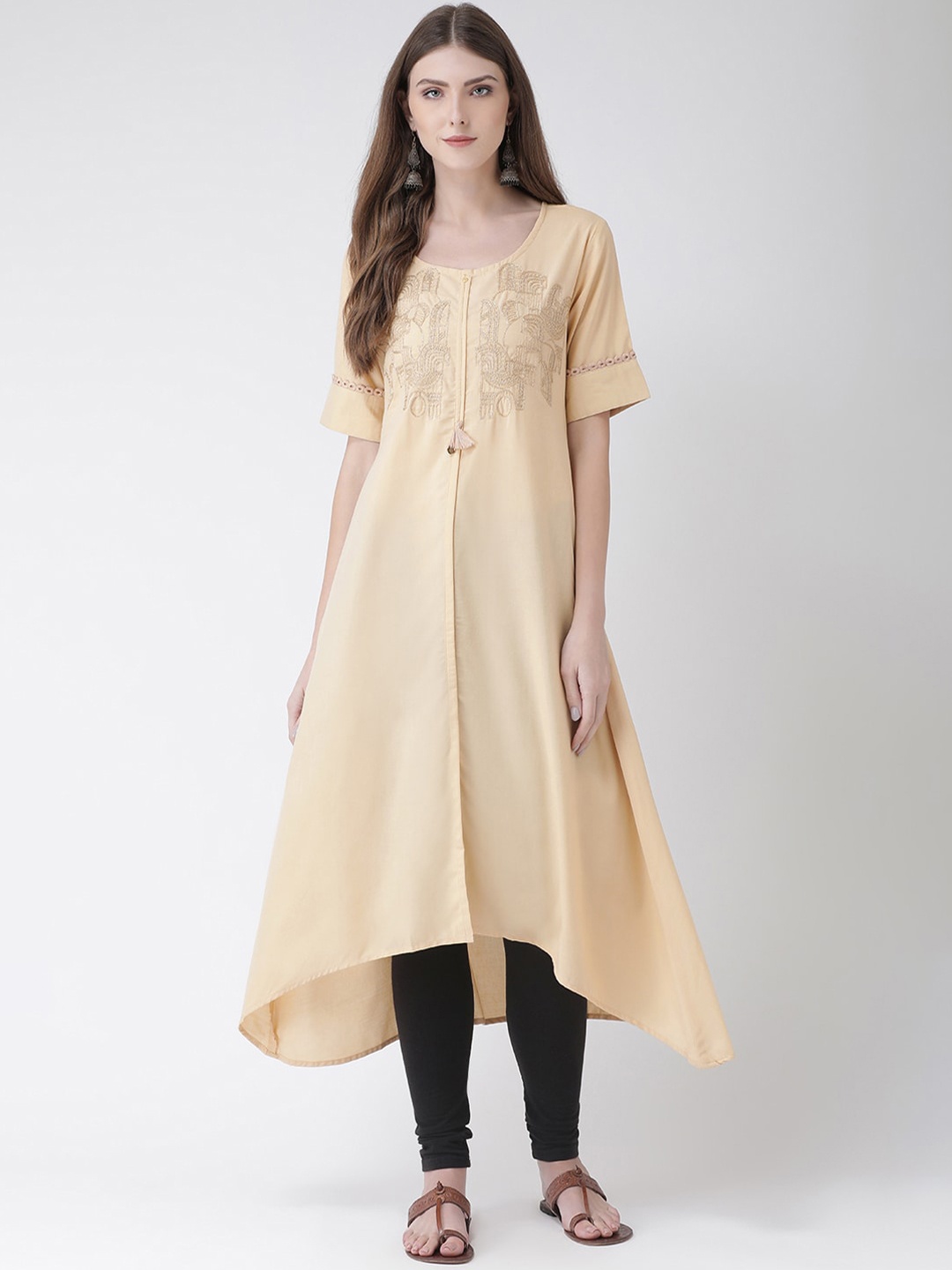 

Span Women Beige Yoke Design A-Line Kurta