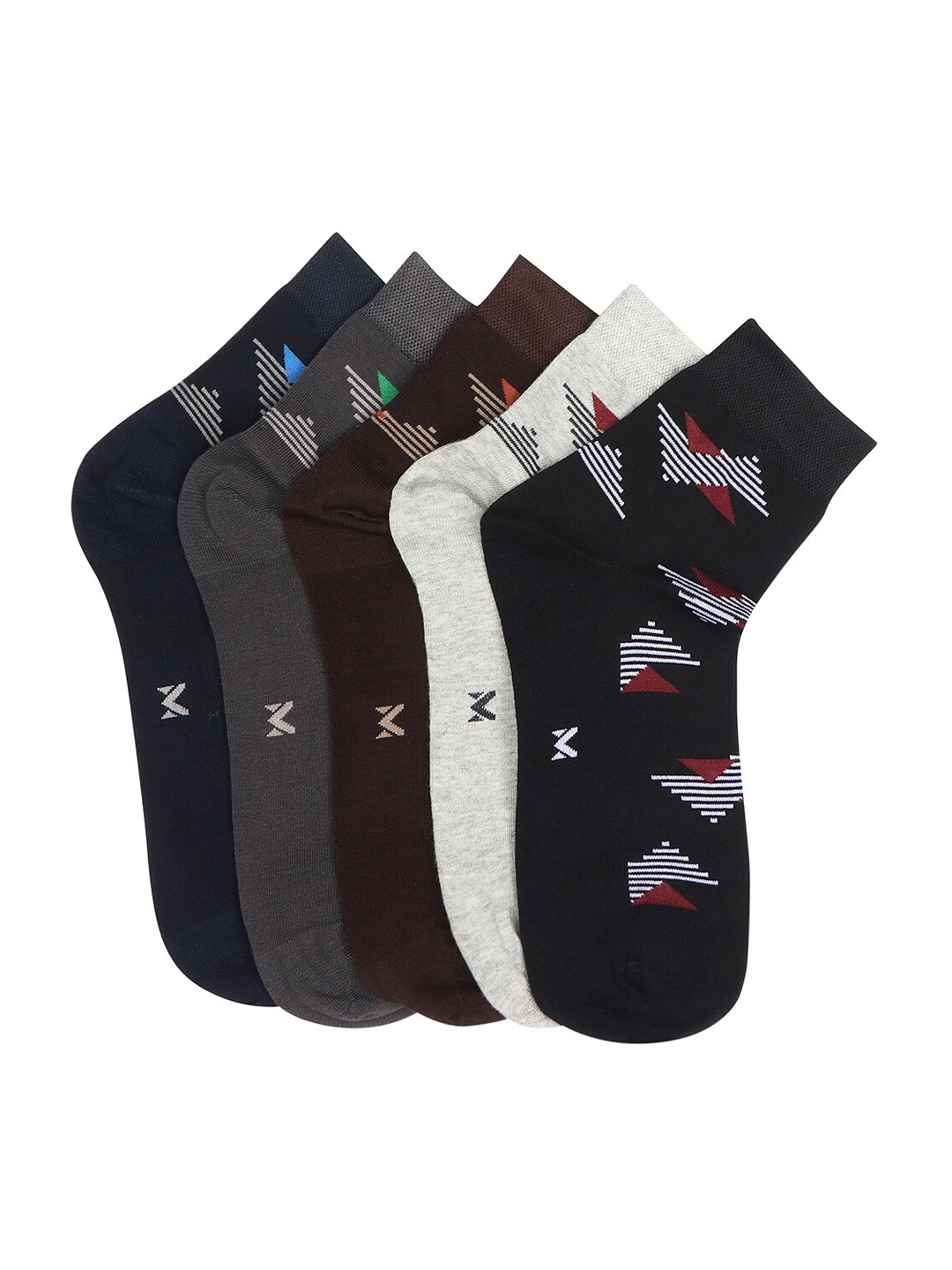 

VINENZIA Men Pack Of 5 Multicoloured Patterned Above Ankle-Length Socks, Multi