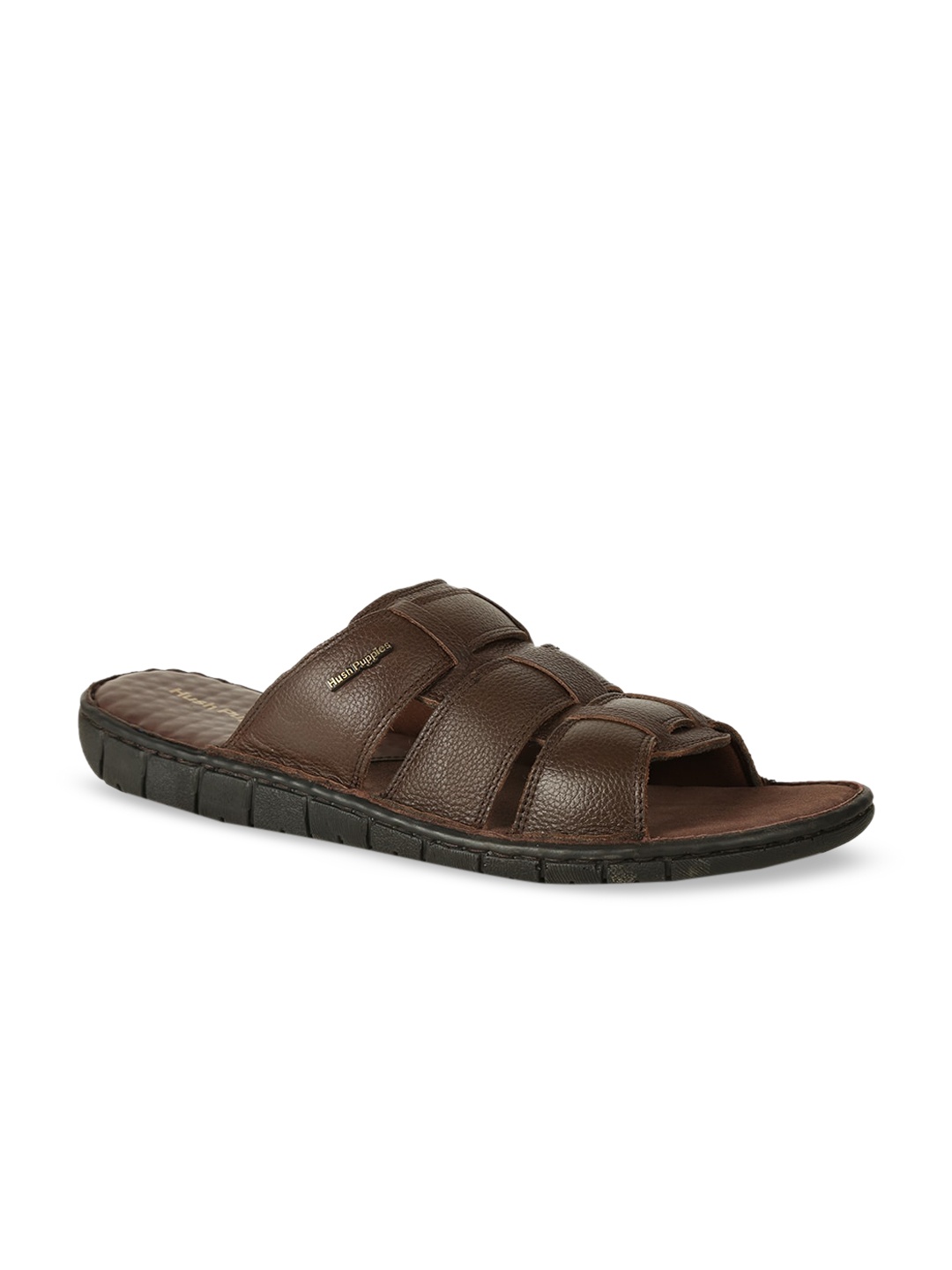 

Hush Puppies Men Brown Leather Comfort Sandals
