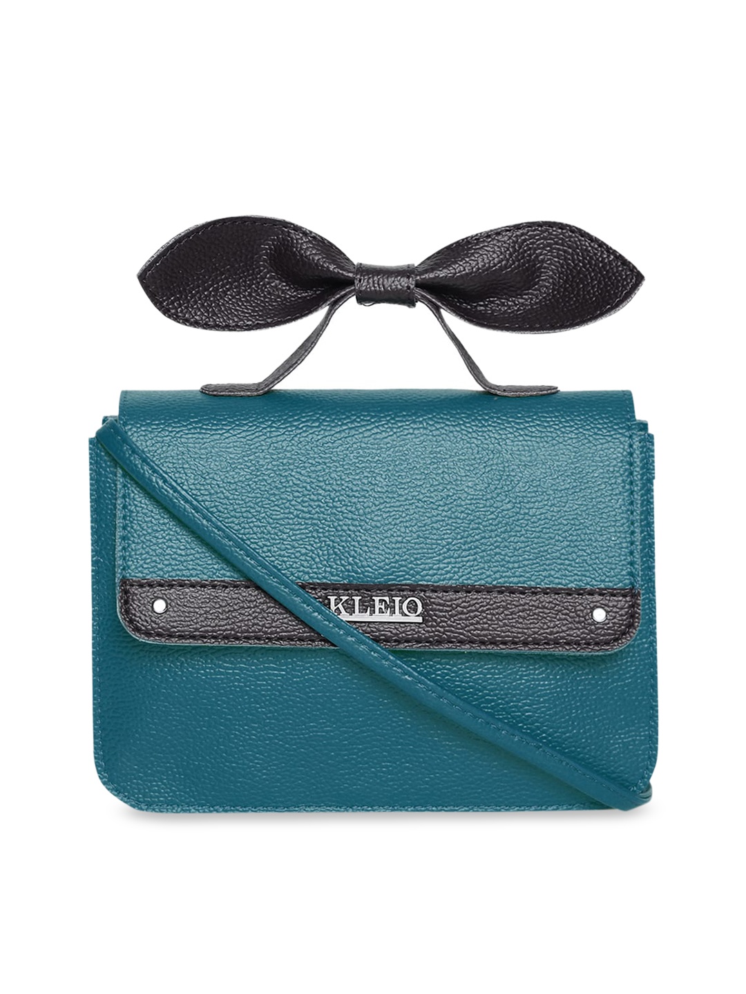 

KLEIO Colorblocked Top Bow Sling Bag, Teal