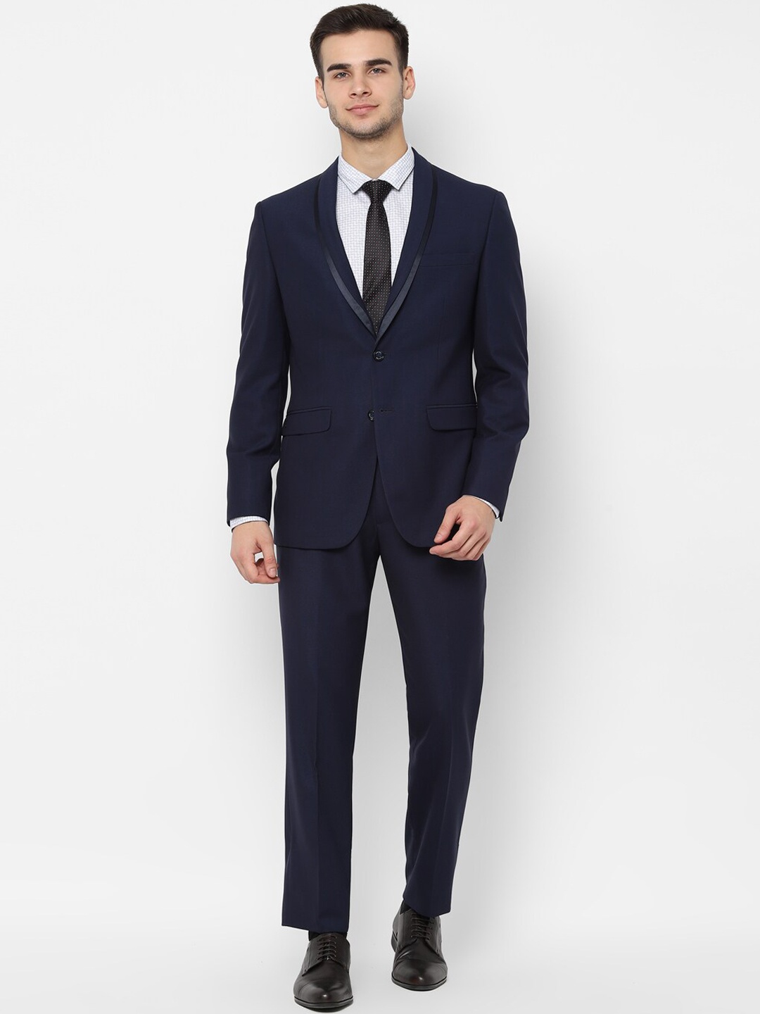 

Allen Solly Men Navy Blue Solid Slim-Fit Two-Piece Tuxedo Formal Suit