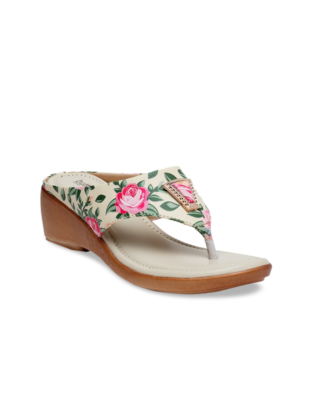 

Butterflies Women Cream-Coloured & Multicoloured Solid Sandals