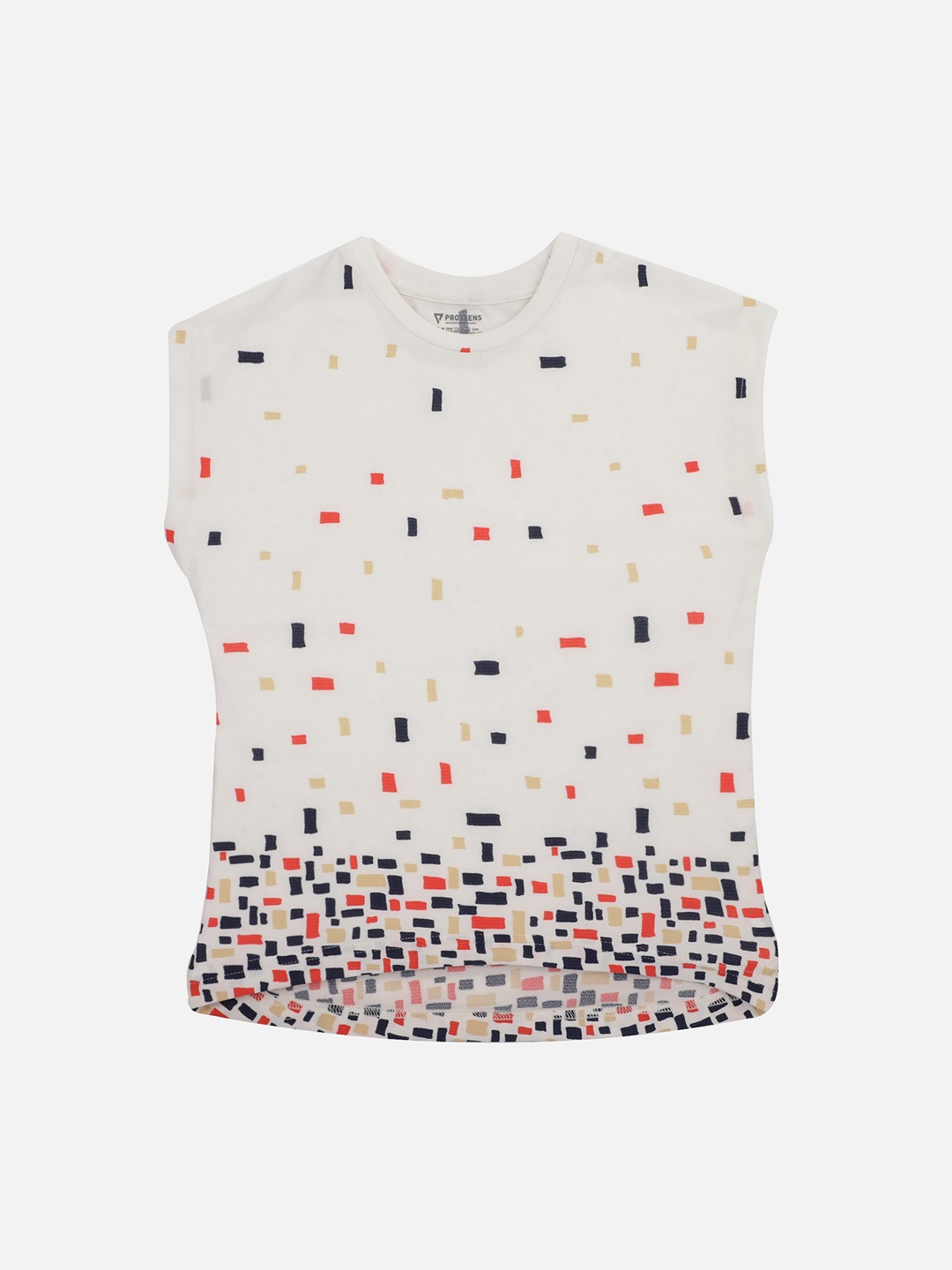 

PROTEENS Girls White & Blue Printed Round Neck T-shirt