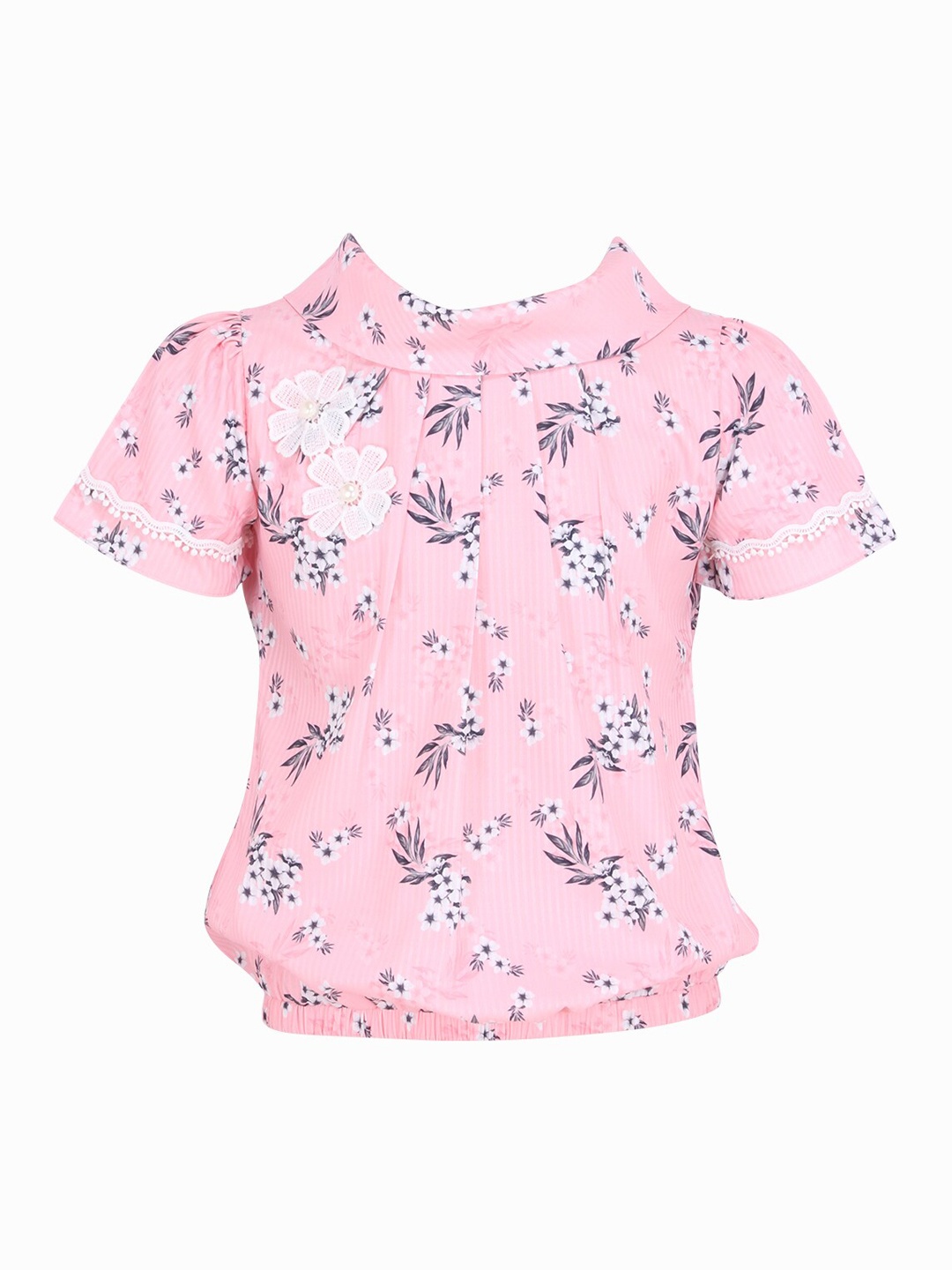 

CUTECUMBER Girls Pink Printed Blouson Top