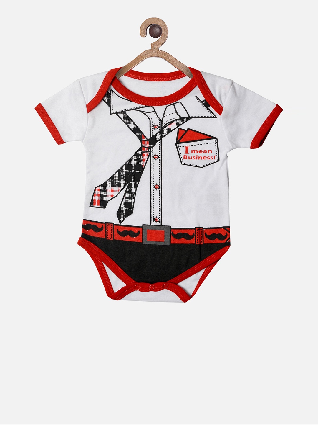 

TINY HUG Kids White & Red Printed Rompers