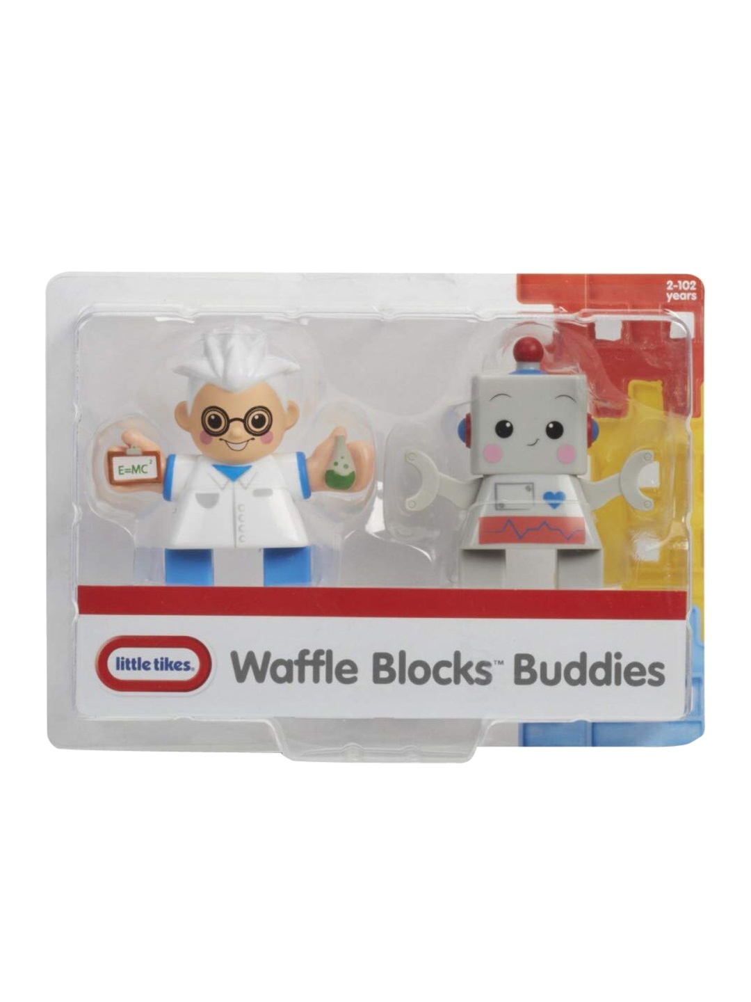 

Little Tikes Kids Set of 2 White & Grey Scientist & Robot Waffle Blocks Toy Figures