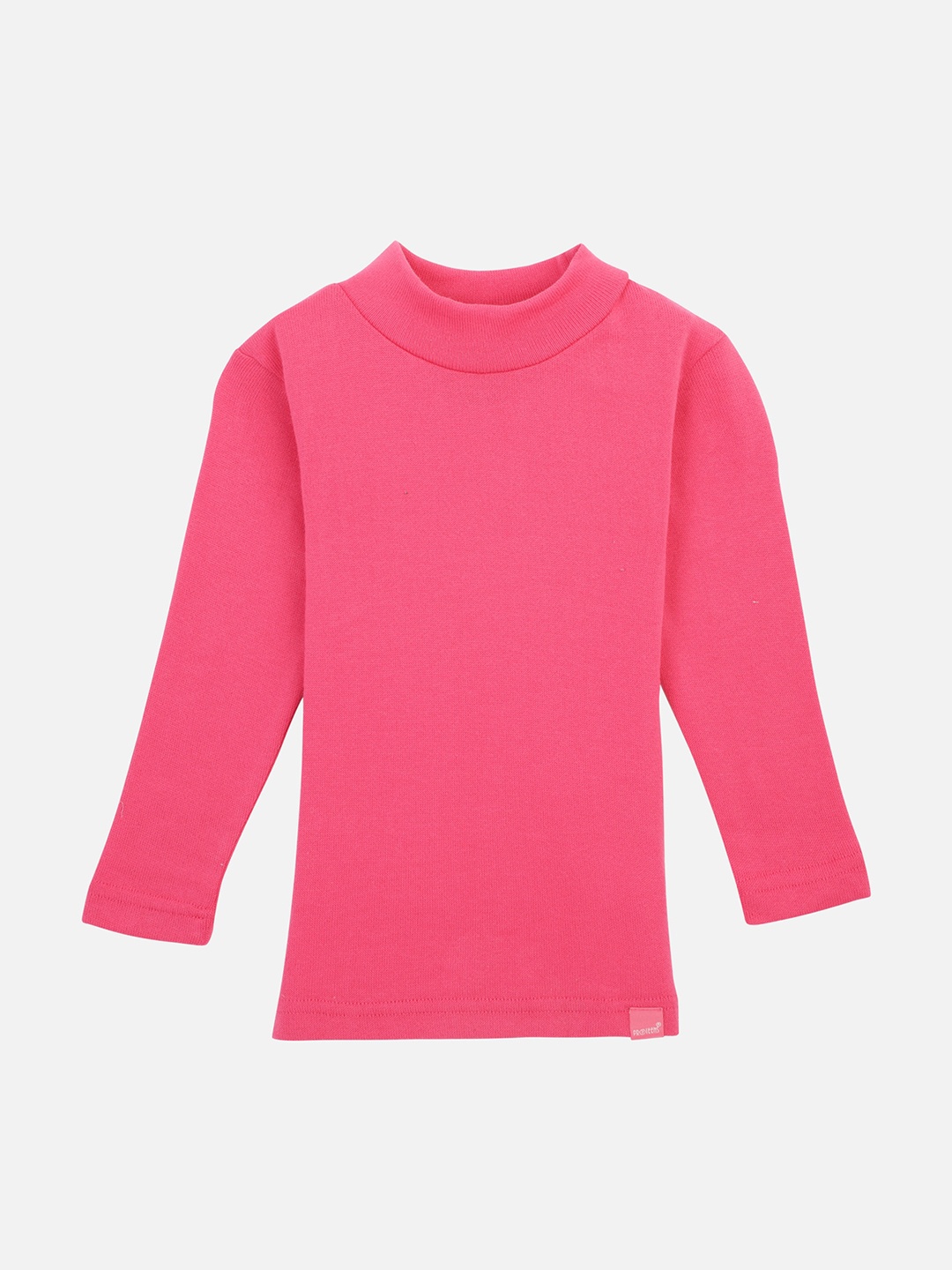 

PROTEENS Girls Fuchsia Pink Slim Fit Solid High Neck T-shirt