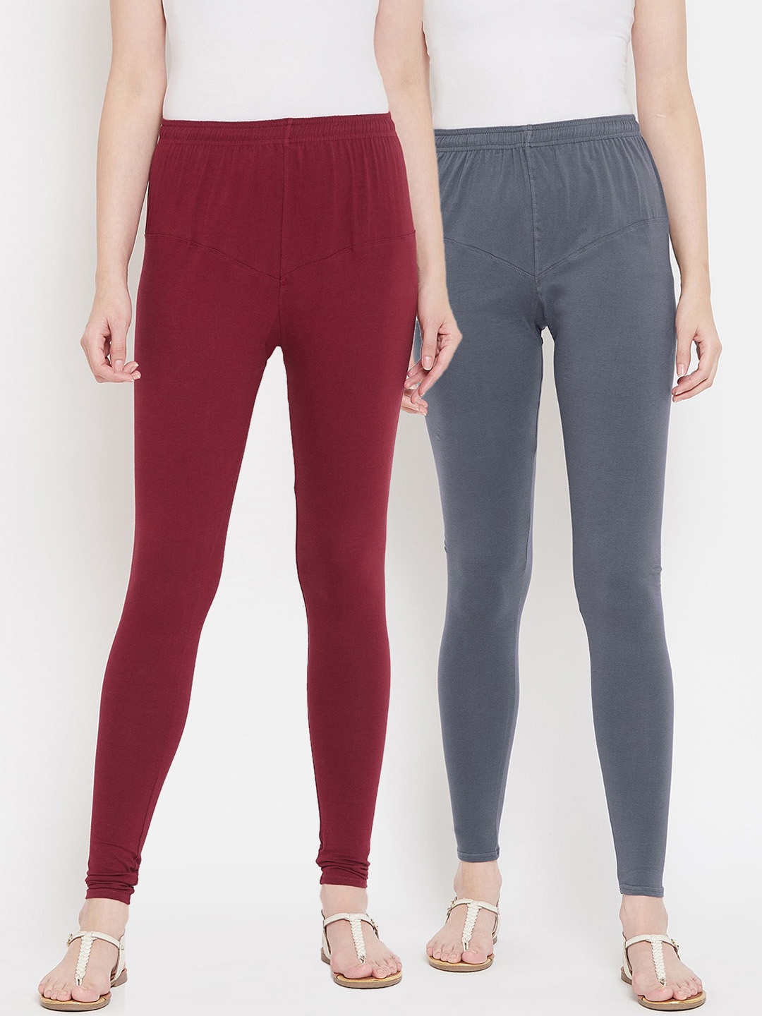 

Tulsattva Women Pack Of 2 Solid Leggings, Grey
