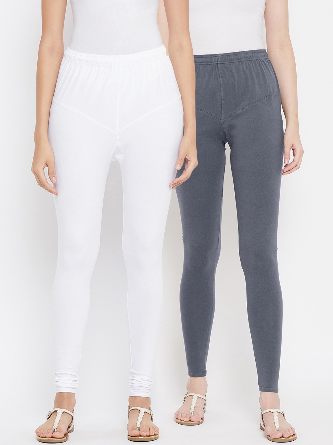 

Tulsattva Women Pack Of 2 Solid Leggings, Grey