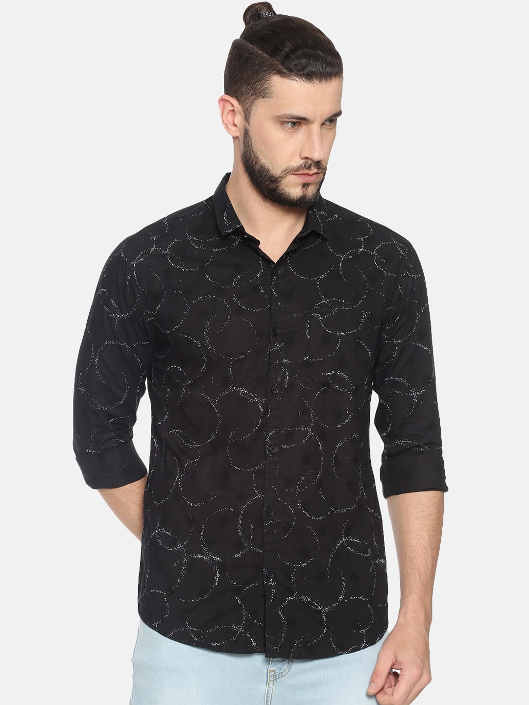 

SHOWOFF Men Black Slim Fit Printed Casual Shirt