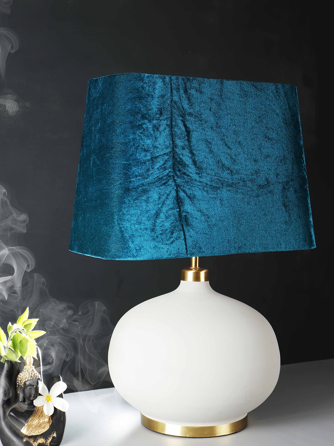

Grated Ginger Green & Grey Self Design Handcrafted Buffet Table Lamp with Shade