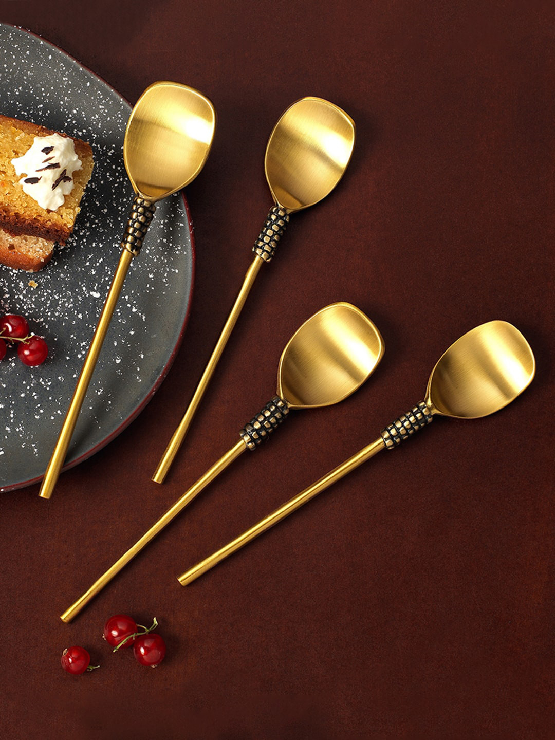 

ellementry Set of 4 Dessert Spoons, Gold